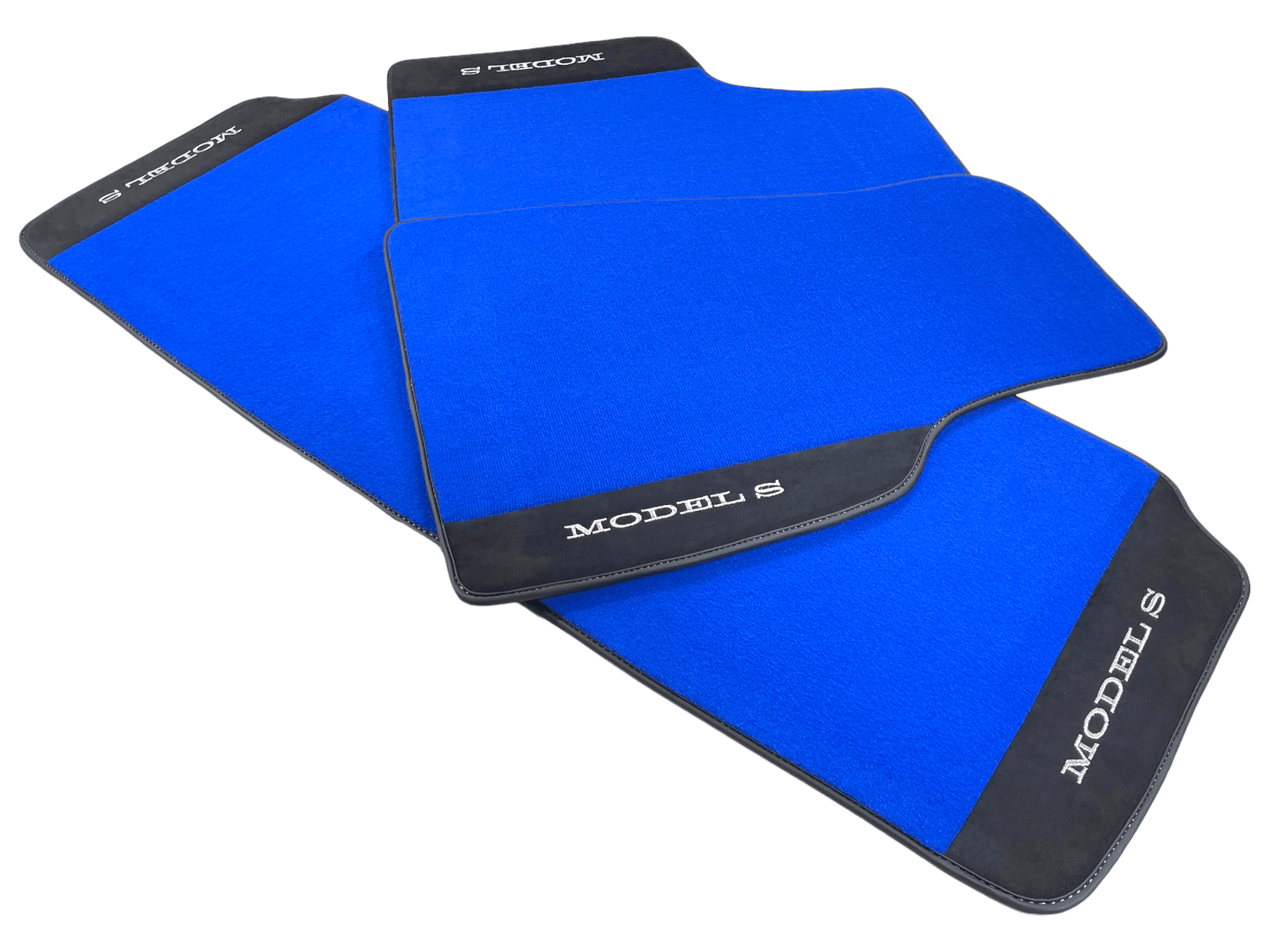 Blue Floor Mats For Tesla Model S With Alcantara Leather - AutoWin