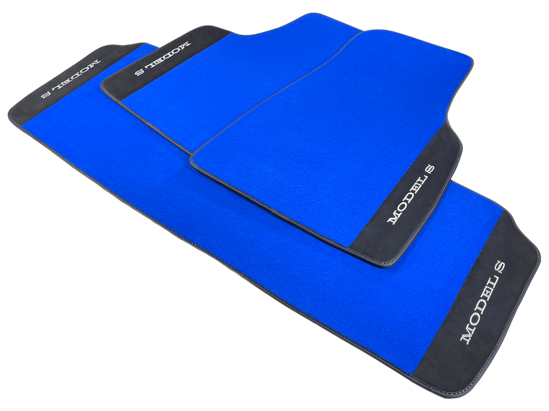 Blue Floor Mats For Tesla Model S With Alcantara Leather - AutoWin