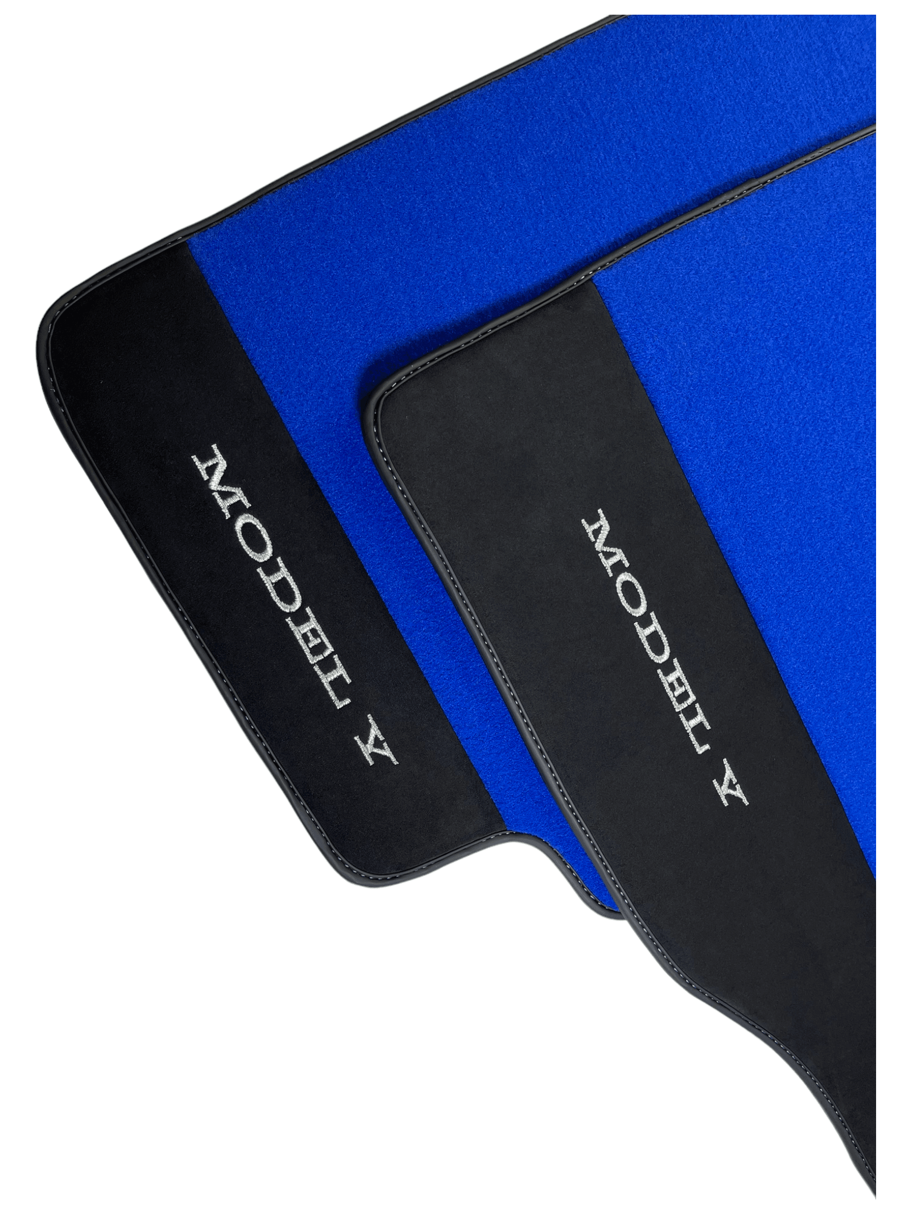 Blue Floor Mats For Tesla Model Y With Alcantara Leather - AutoWin