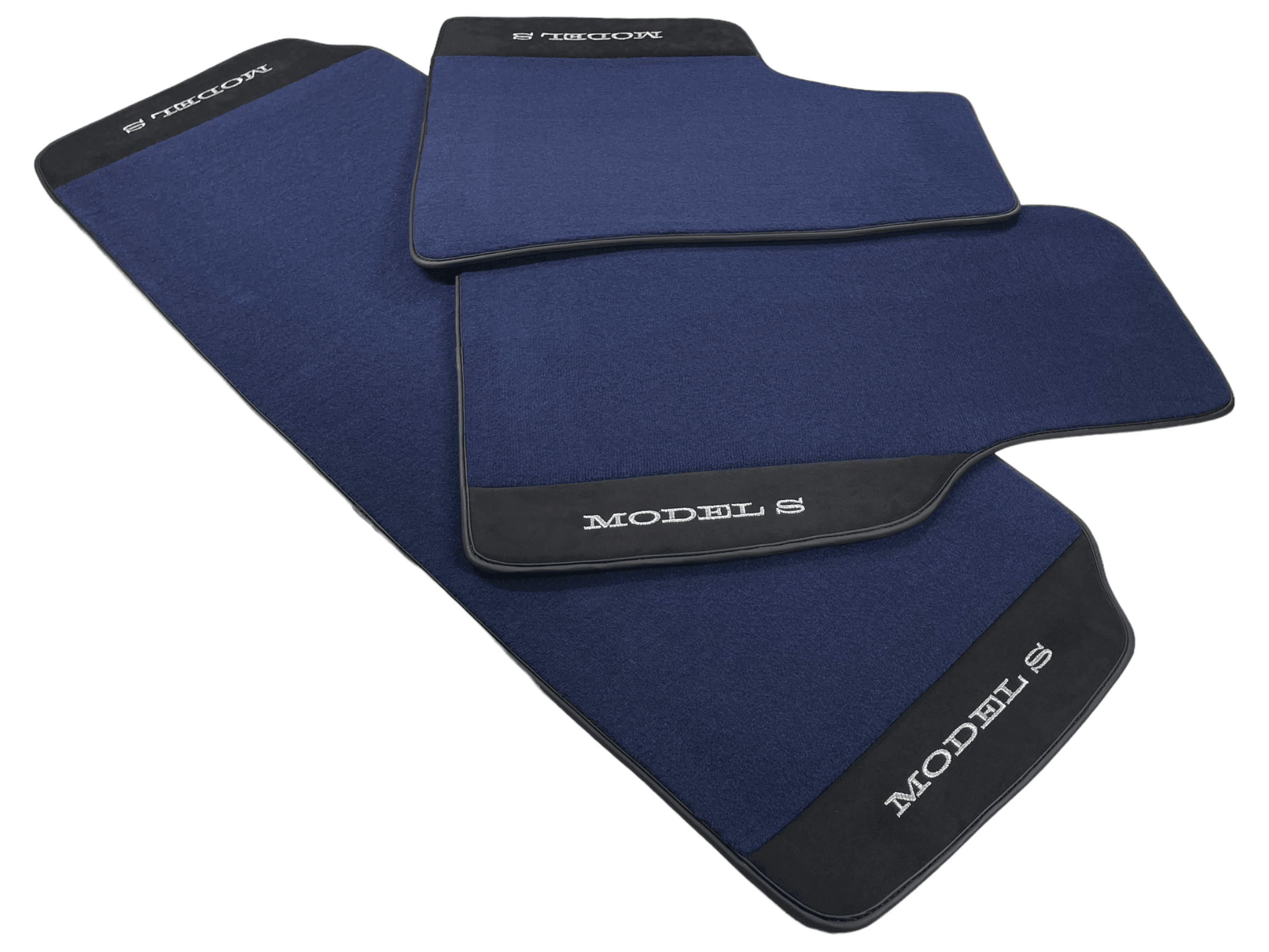 Dark Blue Floor Mats For Tesla Model S With Alcantara Leather - AutoWin