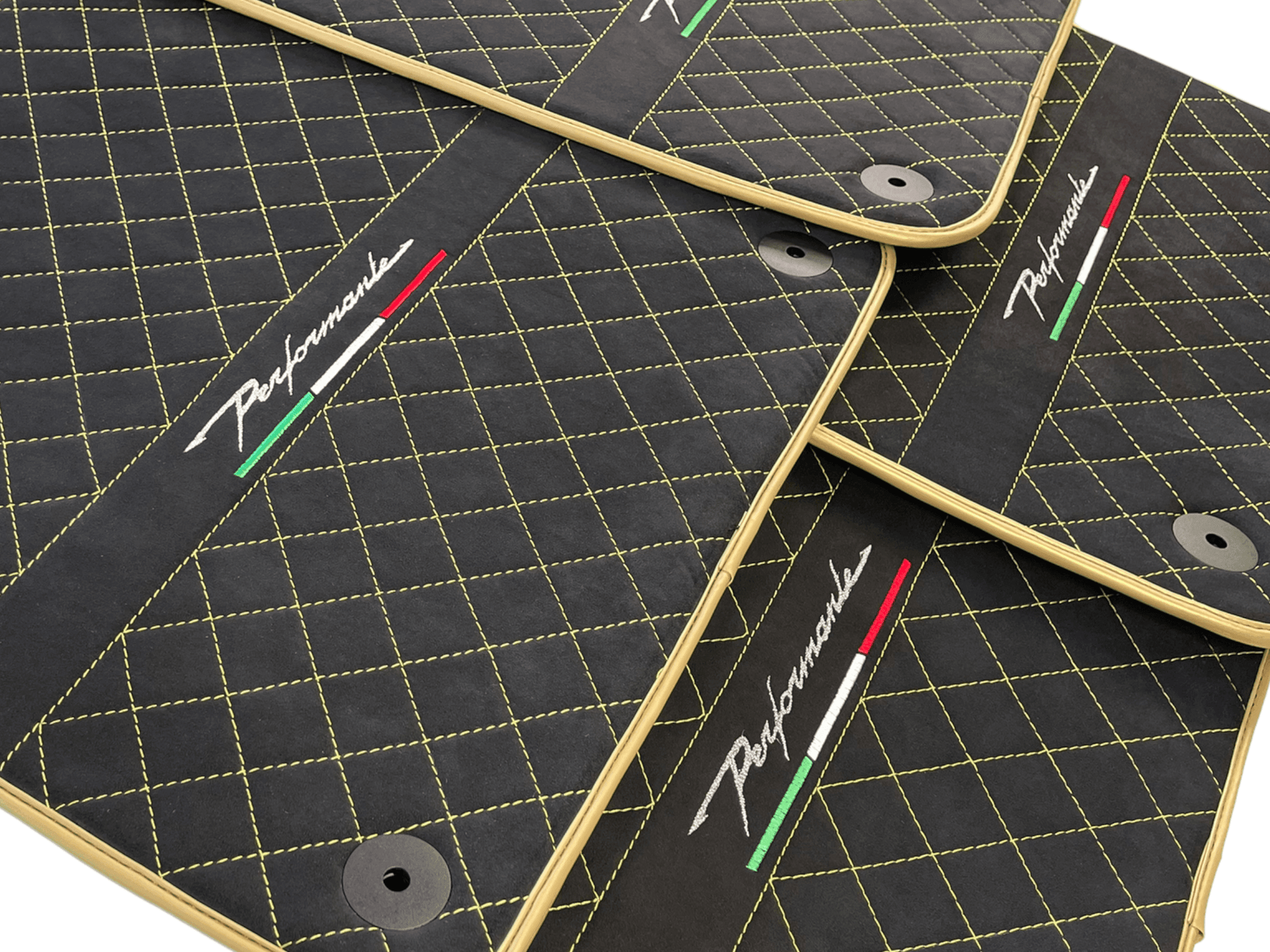 Lamborghini Urus Alcantara Leather Floor Mats with Gold Trim