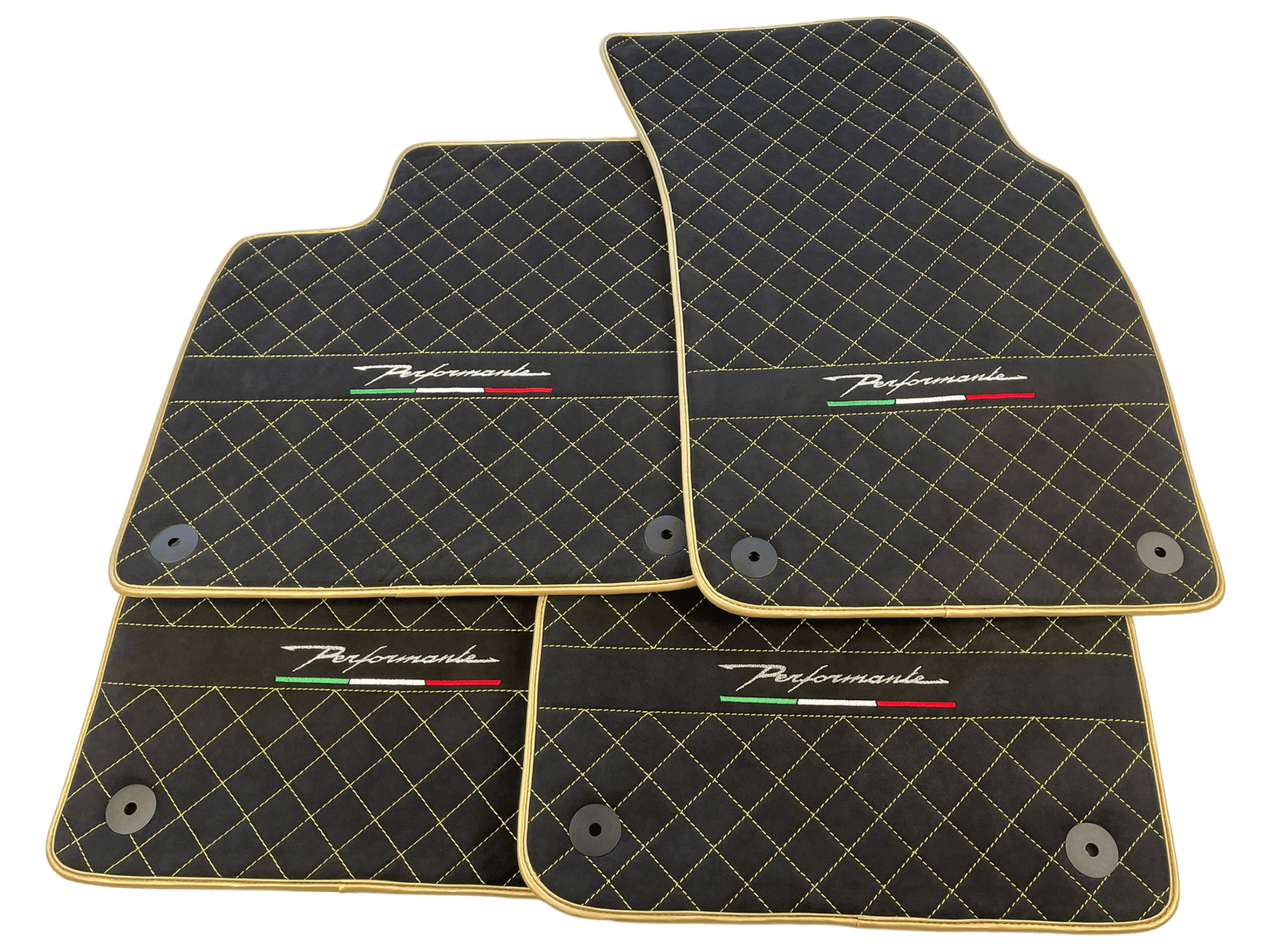 Floor Mats For Lamborghini Urus Performante Alcantara Leather Gold Trim - AutoWin