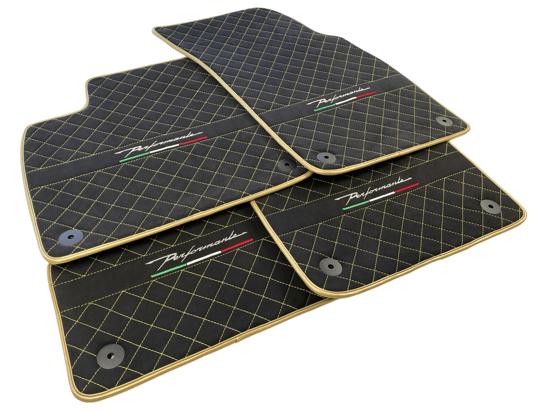 Lamborghini Urus Alcantara Leather Floor Mats with Gold Trim