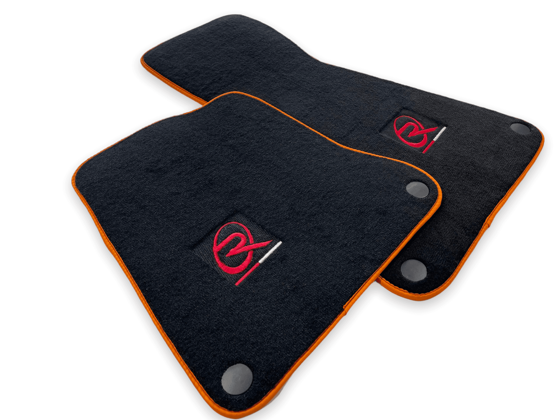 Floor Mats For McLaren MP4 12C Black Tailored Carpets Orange Trim - AutoWin
