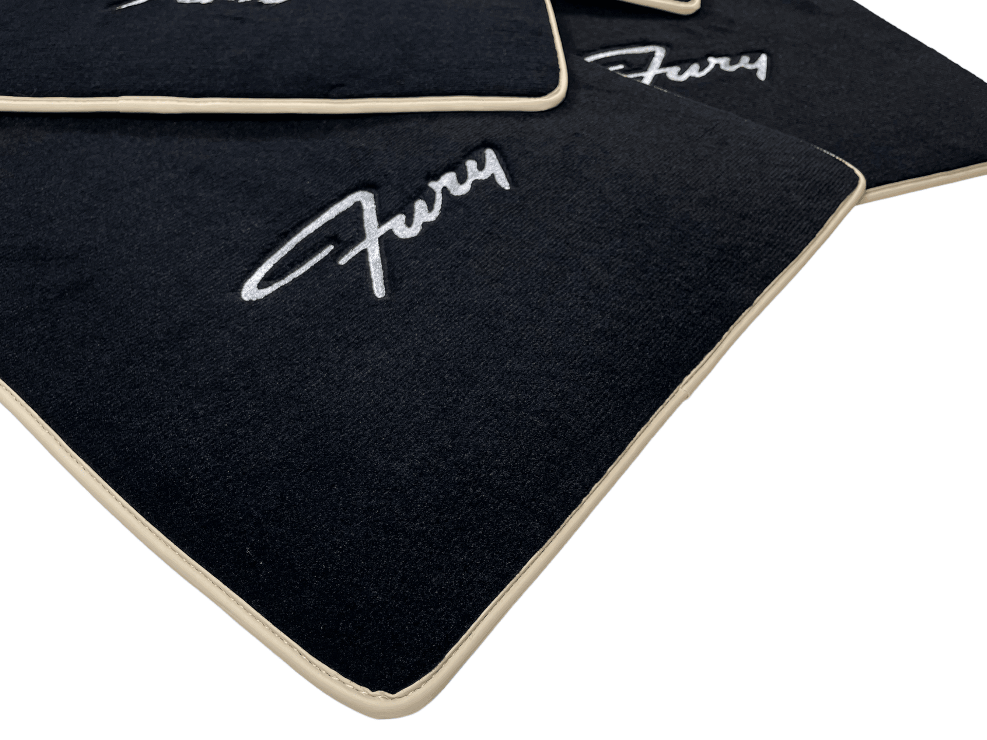 Floor Mats For Plymouth Fury 1957-1968 Black With Beige Trim - AutoWin