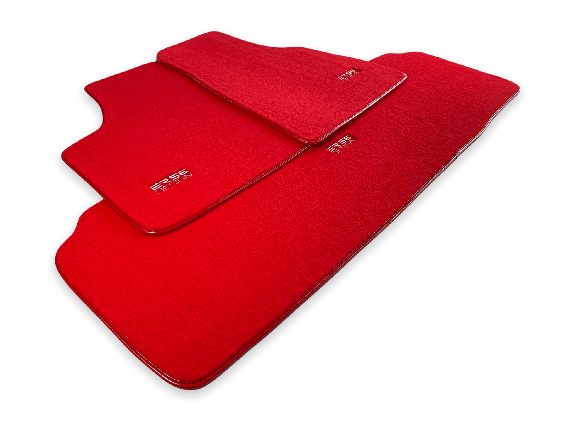 Floor Mats For Tesla Model X (6 Seats) Red Tailored Carpets ER56 Design - AutoWin