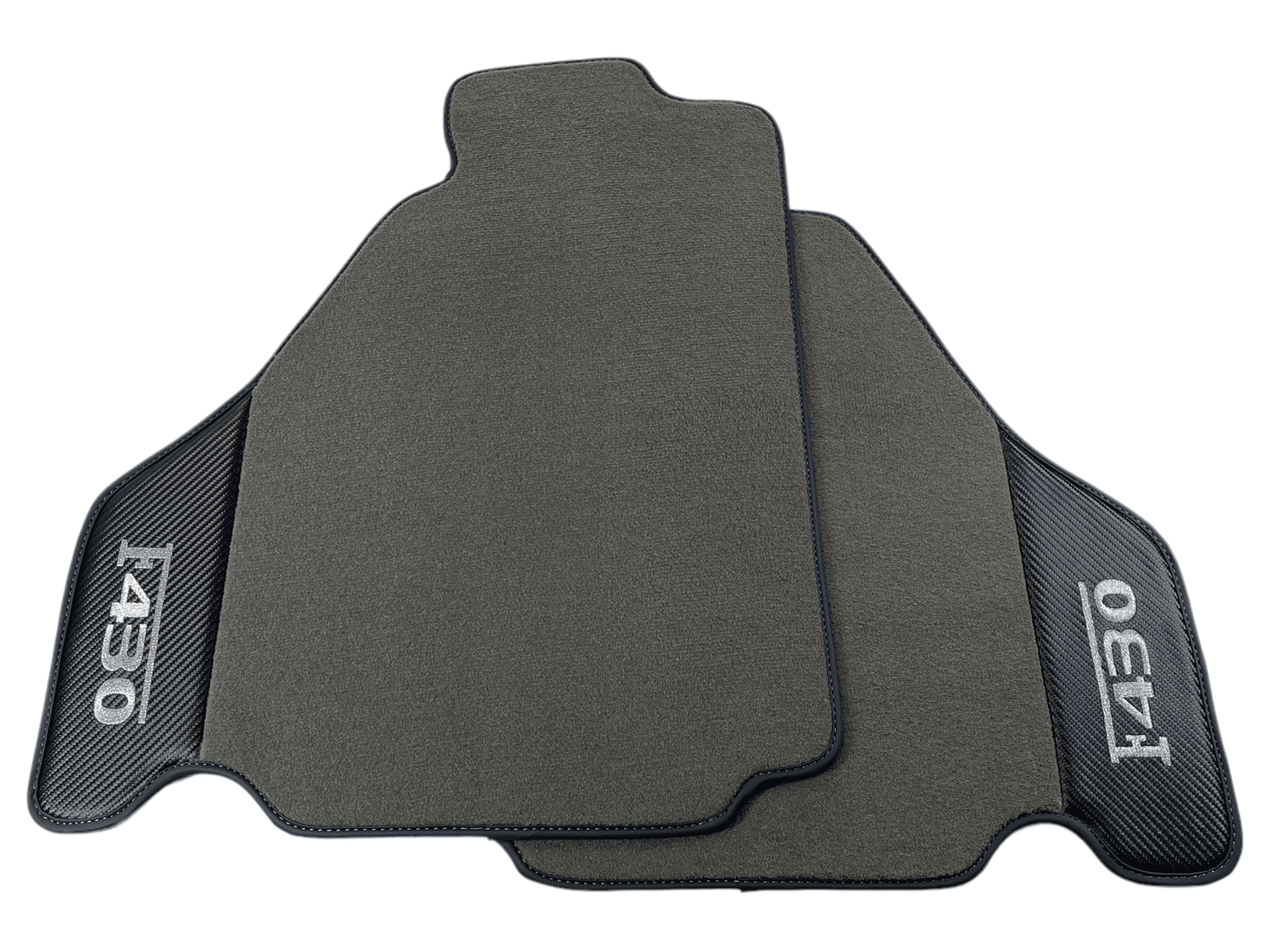 Gray Floor Mats For Ferrari F430 2004-2009 With Carbon Fiber Leather - AutoWin