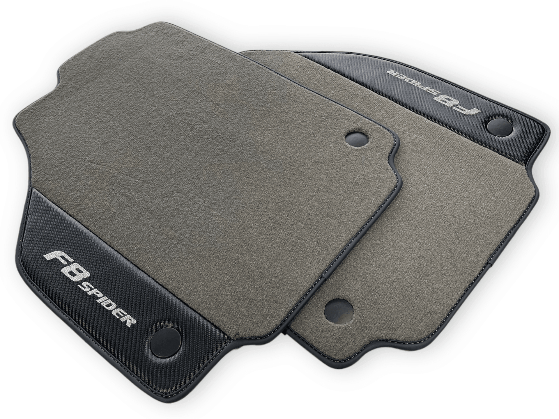 Gray Floor Mats For Ferrari F8 Spider 2019-2022 With Carbon Fiber Leather - AutoWin