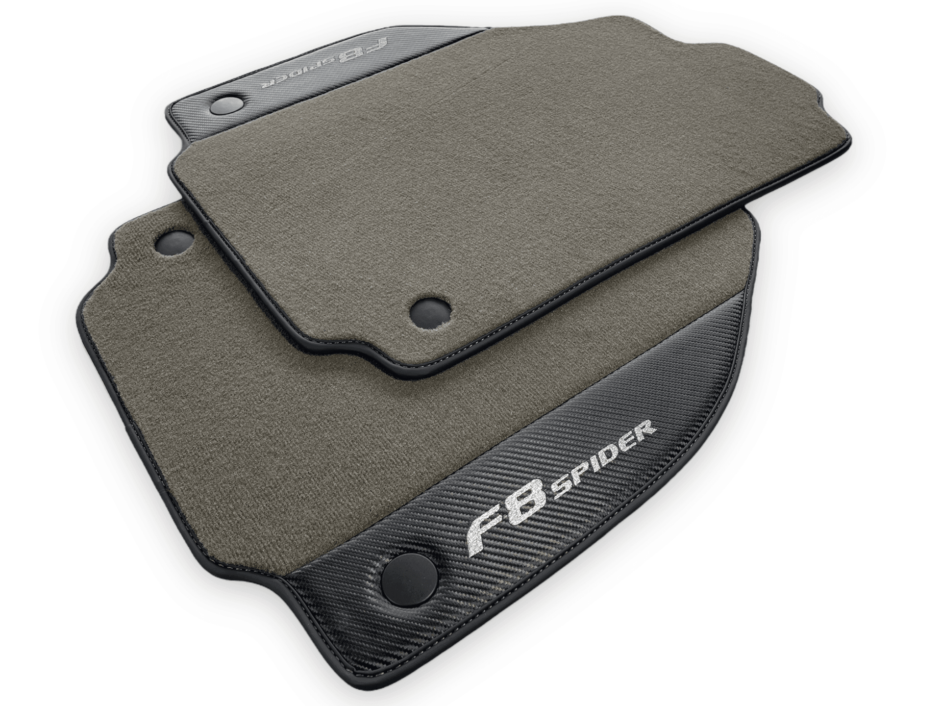 Gray Floor Mats For Ferrari F8 Spider 2019-2022 With Carbon Fiber Leather - AutoWin