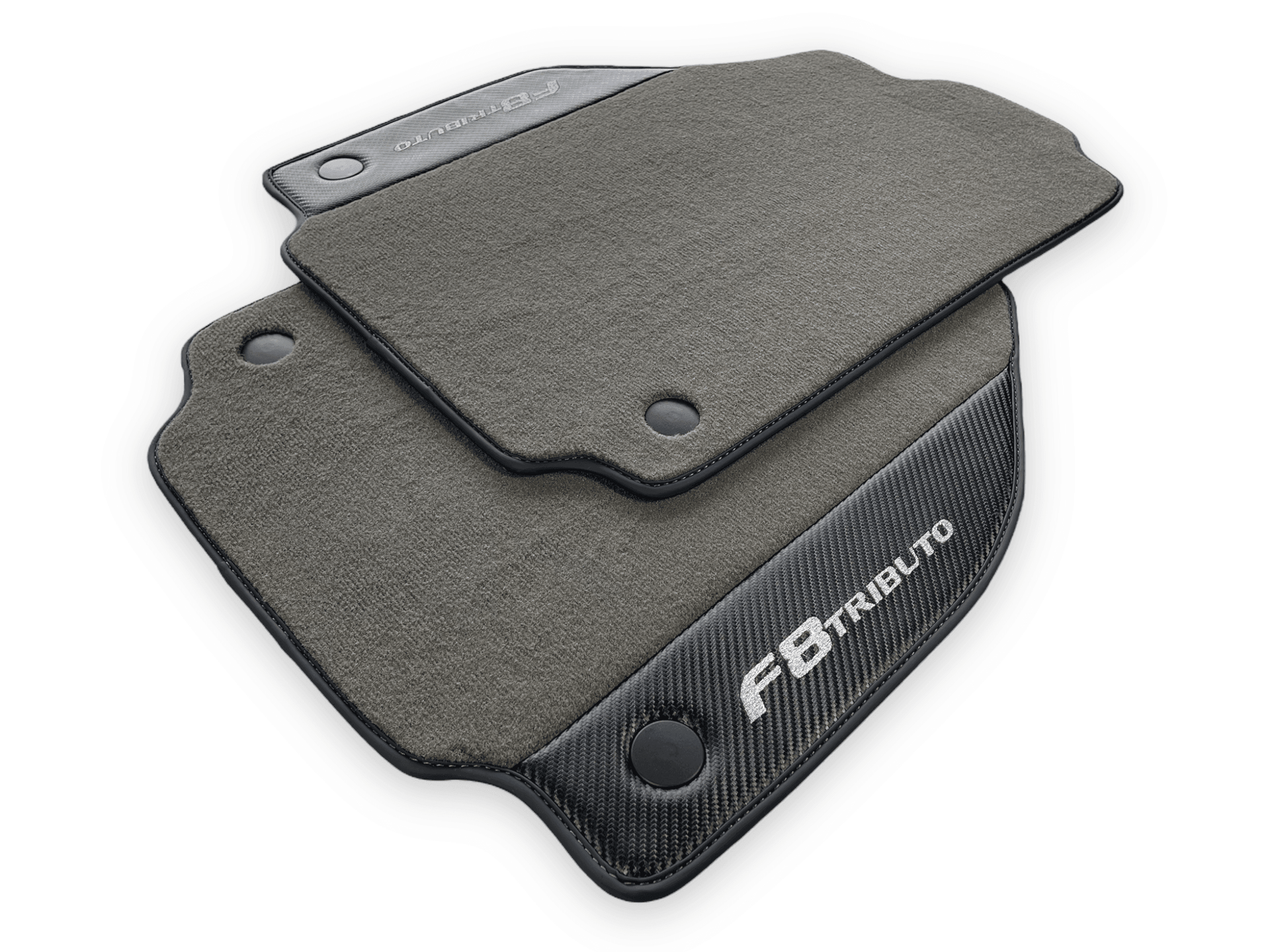 Gray Floor Mats For Ferrari F8 Tributo 2019-2022 With Carbon Leather - AutoWin