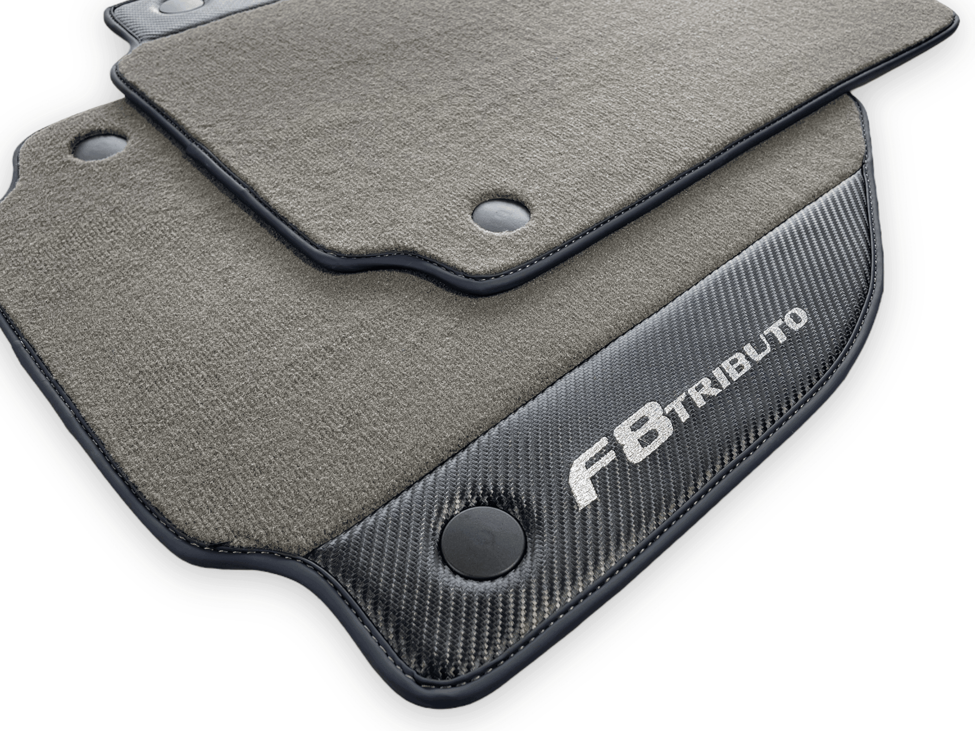Gray Floor Mats For Ferrari F8 Tributo 2019-2022 With Carbon Leather - AutoWin