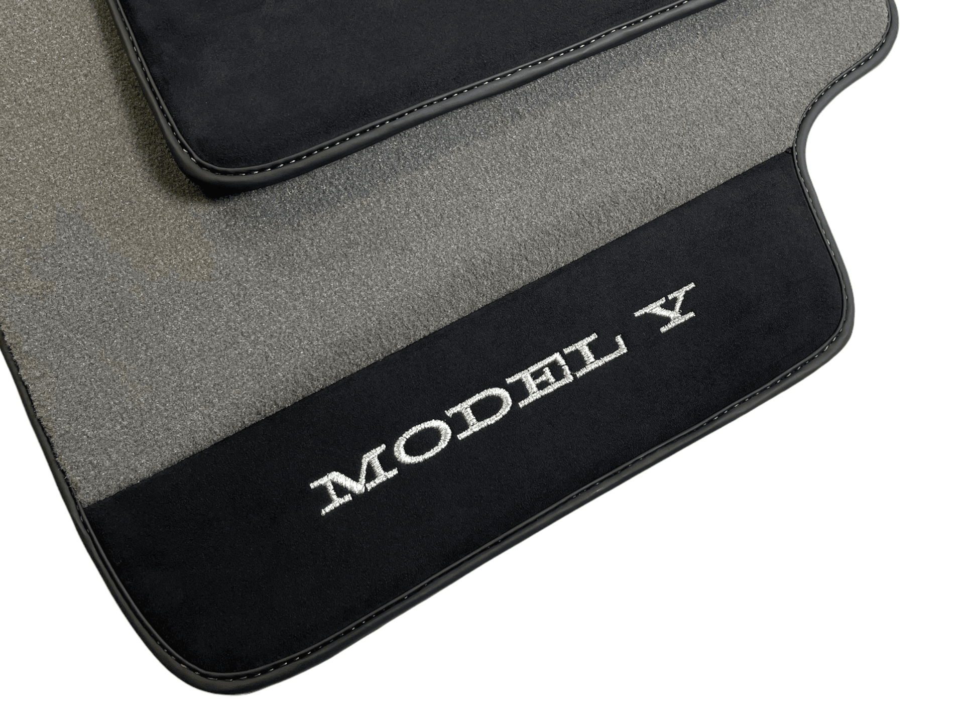 Gray Floor Mats For Tesla Model Y With Alcantara Leather - AutoWin
