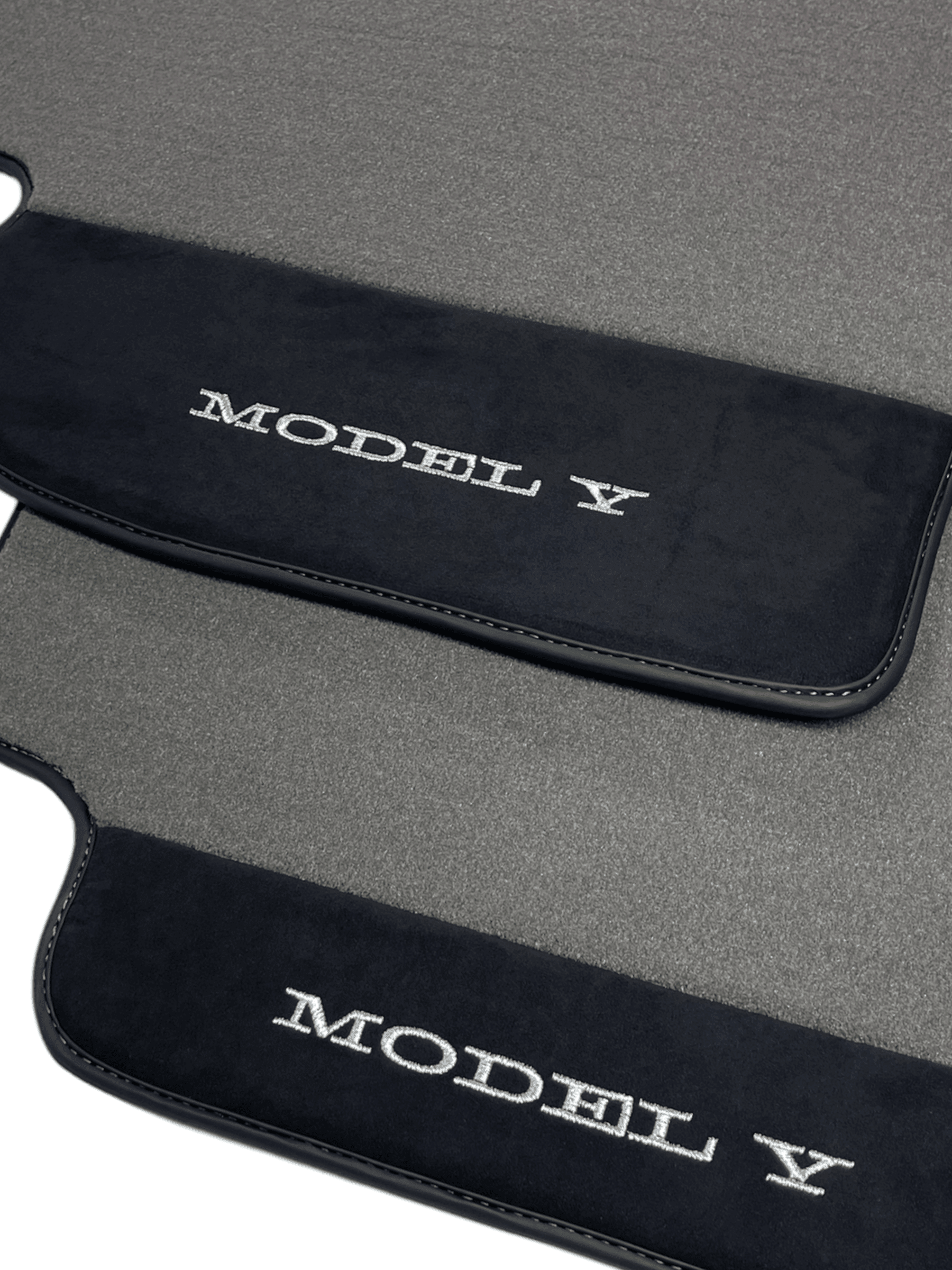 Gray Floor Mats For Tesla Model Y With Alcantara Leather - AutoWin