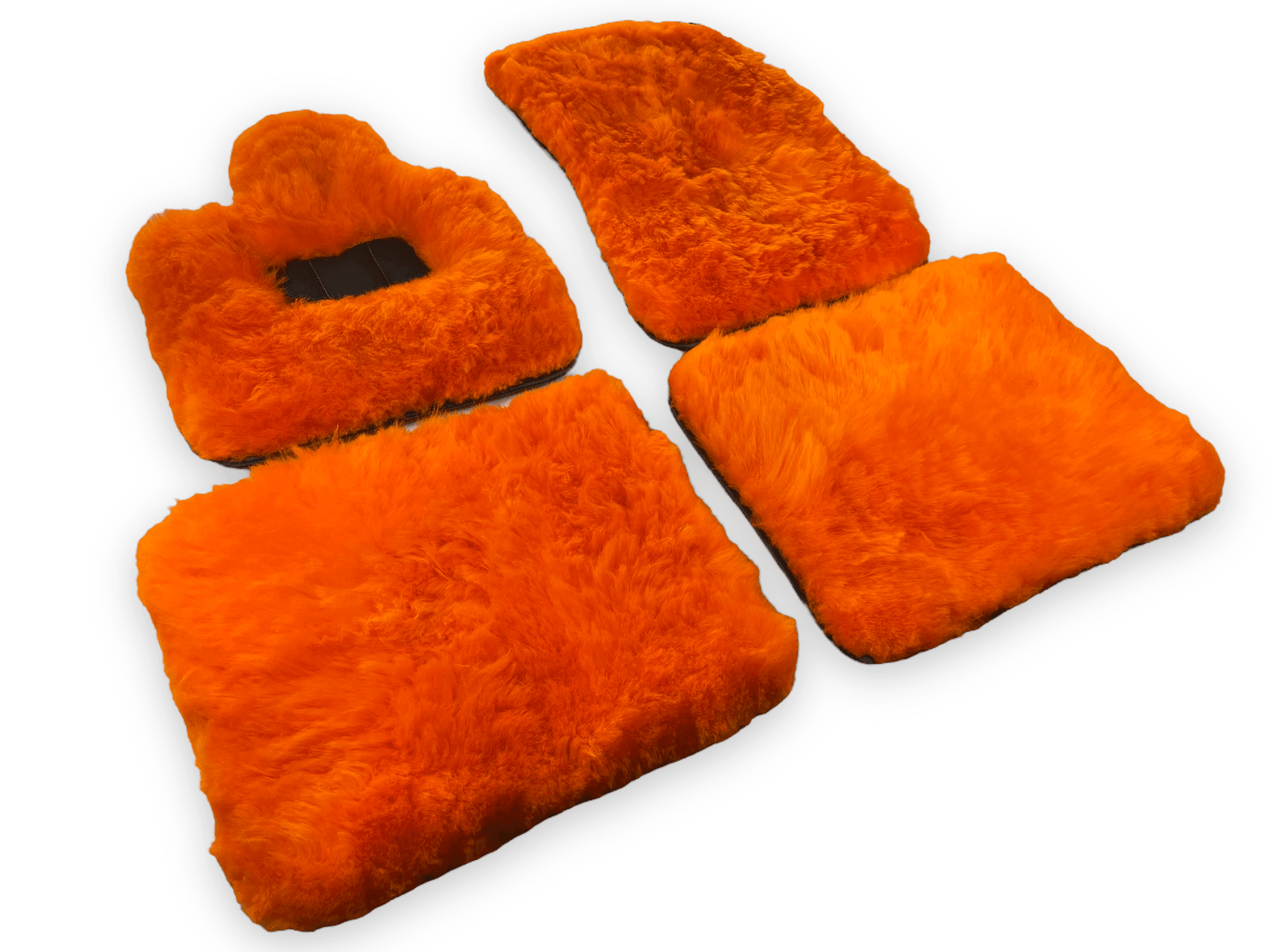 Orange Sheepskin Floor Mats For Rolls Royce Cullinan Rr31 2018-2023 Er56 Design Brand - AutoWin