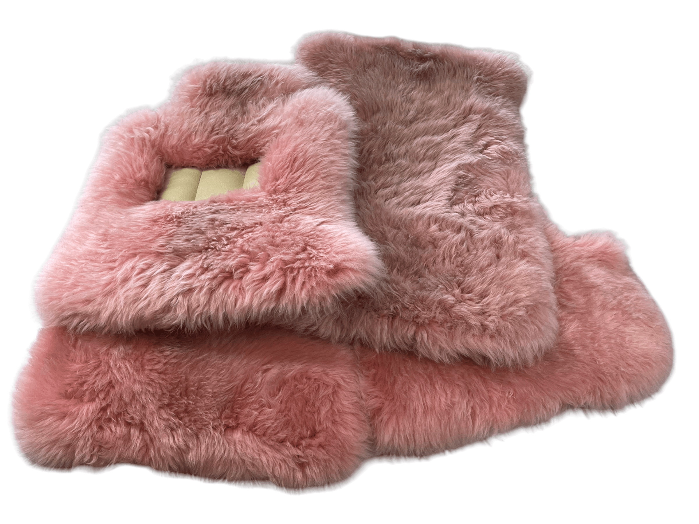 Pink Sheepskin Floor Mats For Rolls Royce Cullinan Er56 Design Brand - AutoWin