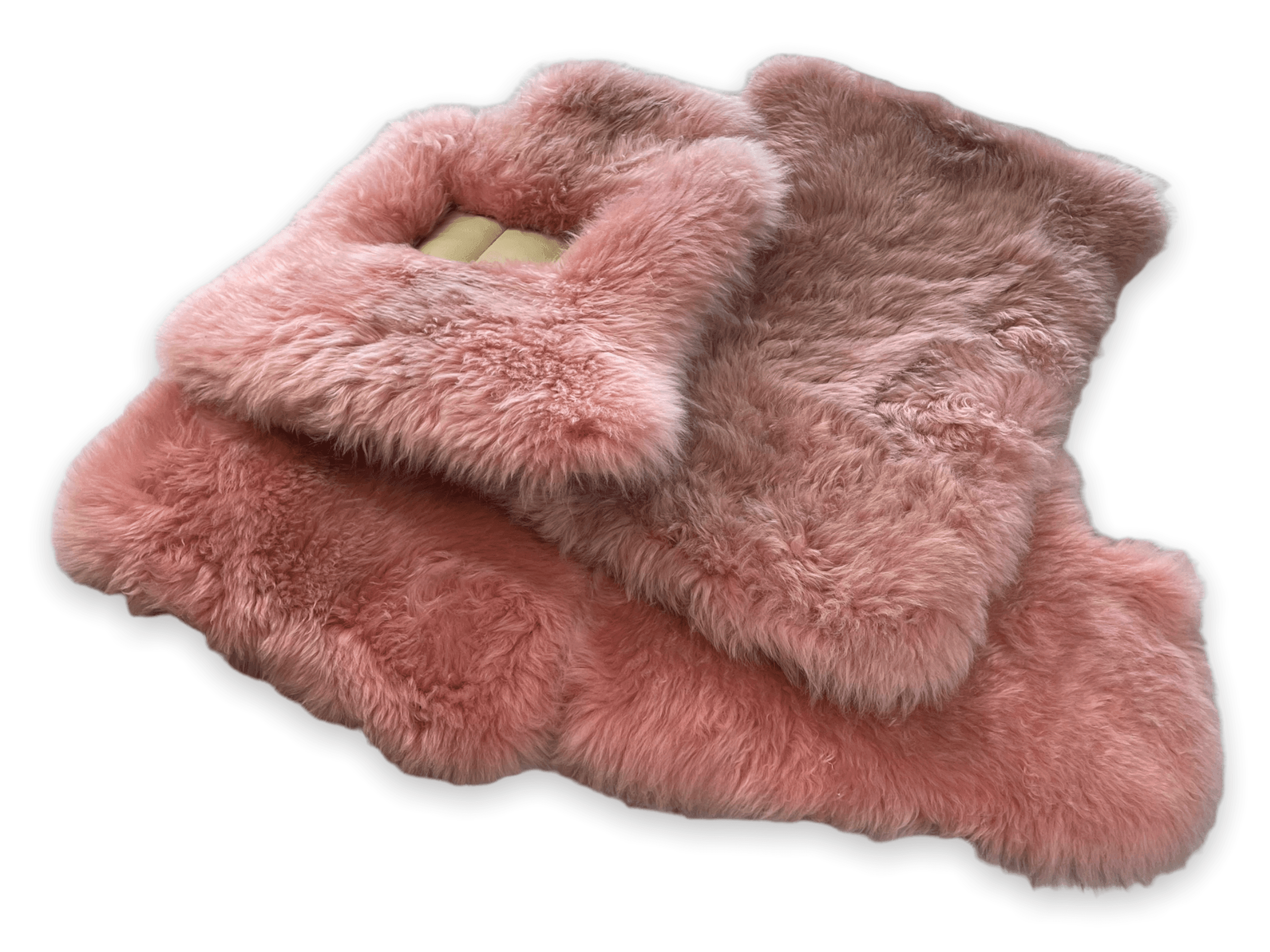 Pink Sheepskin Floor Mats For Rolls Royce Cullinan Er56 Design Brand - AutoWin
