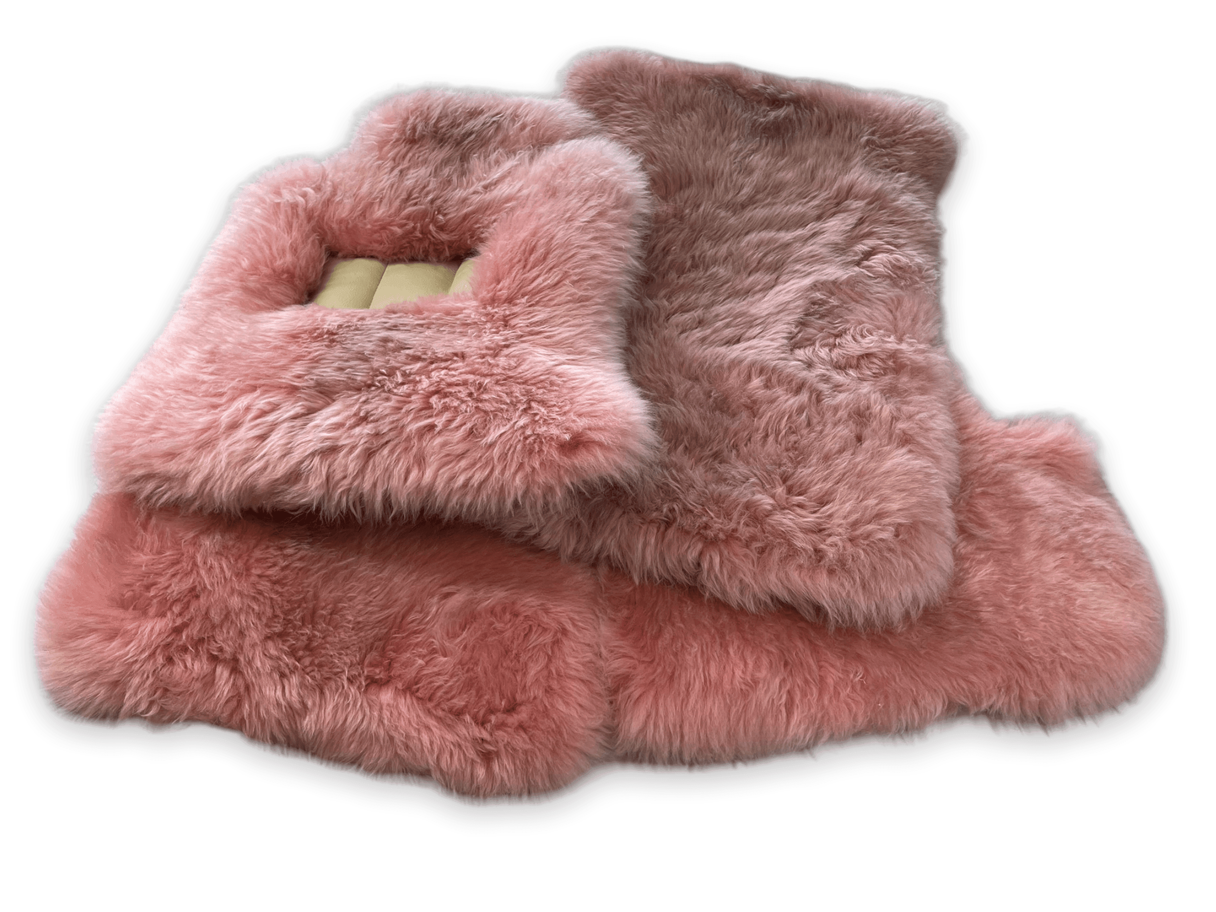 Pink Sheepskin Floor Mats For Rolls Royce Cullinan Er56 Design Brand - AutoWin