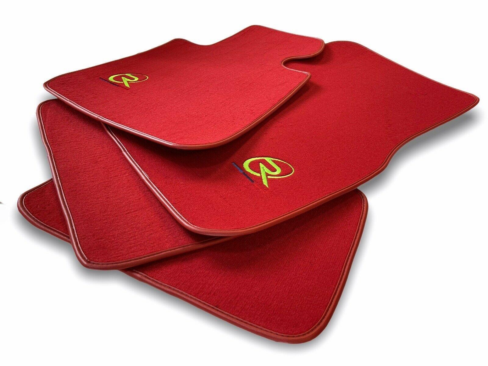 Red Floor Mats For BMW 3 Series E46 Convertible ROVBUT Brand Tailored Set Perfect Fit Green SNIP Collection - AutoWin