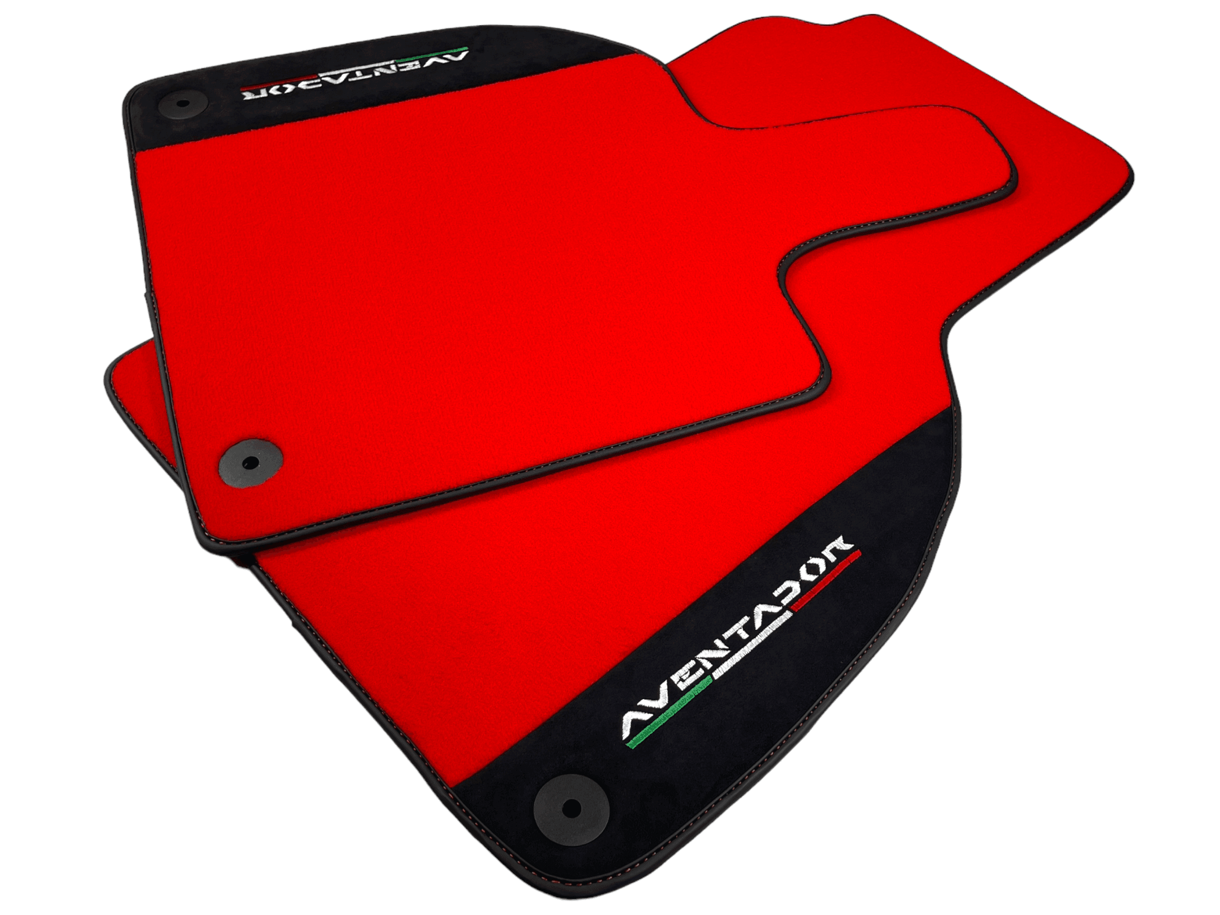 Red Floor Mats for Lamborghini Aventador With Alcantara Leather - AutoWin