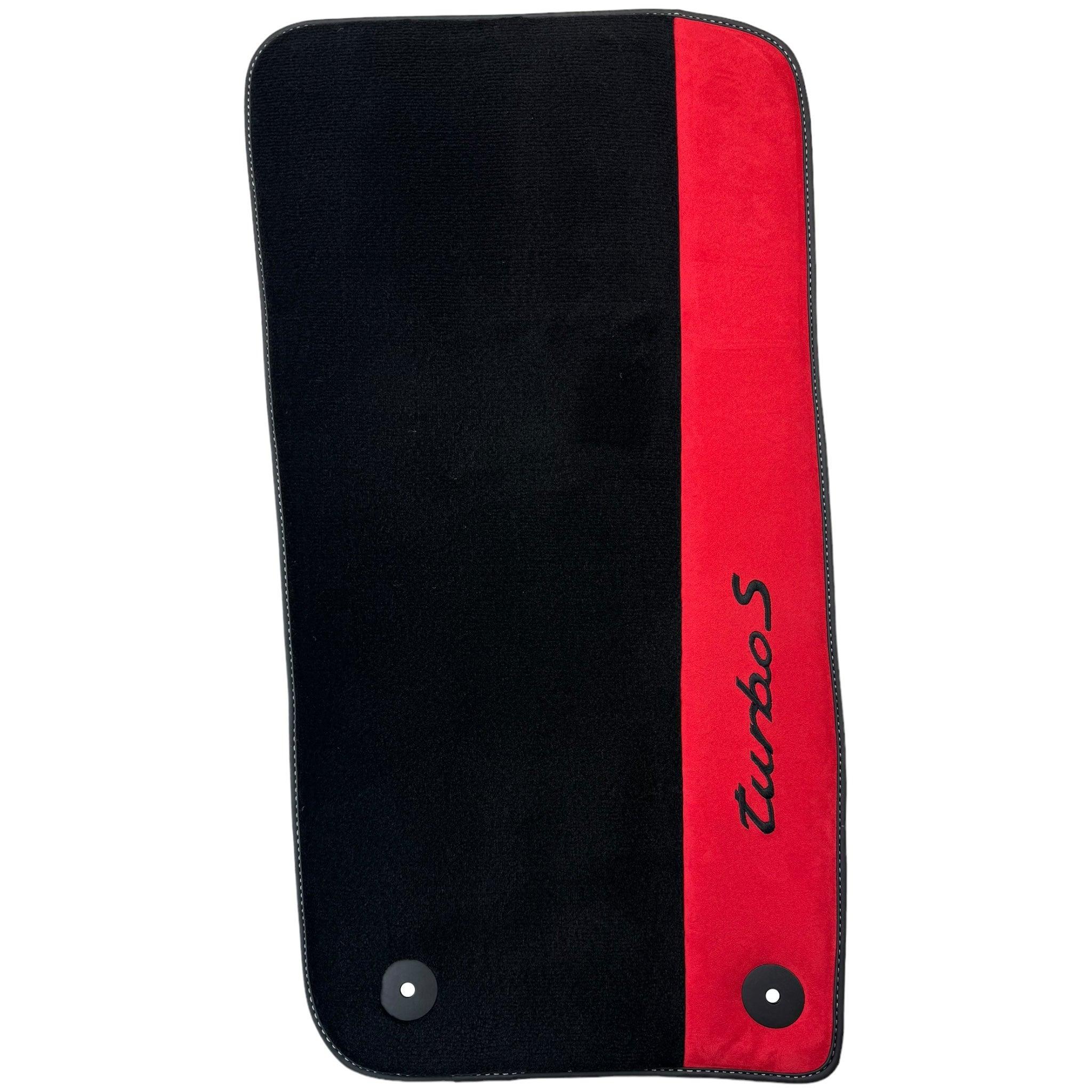 Black Floor Mats for Porsche 996 (1998-2004) with Red Alcantara Leather - AutoWin