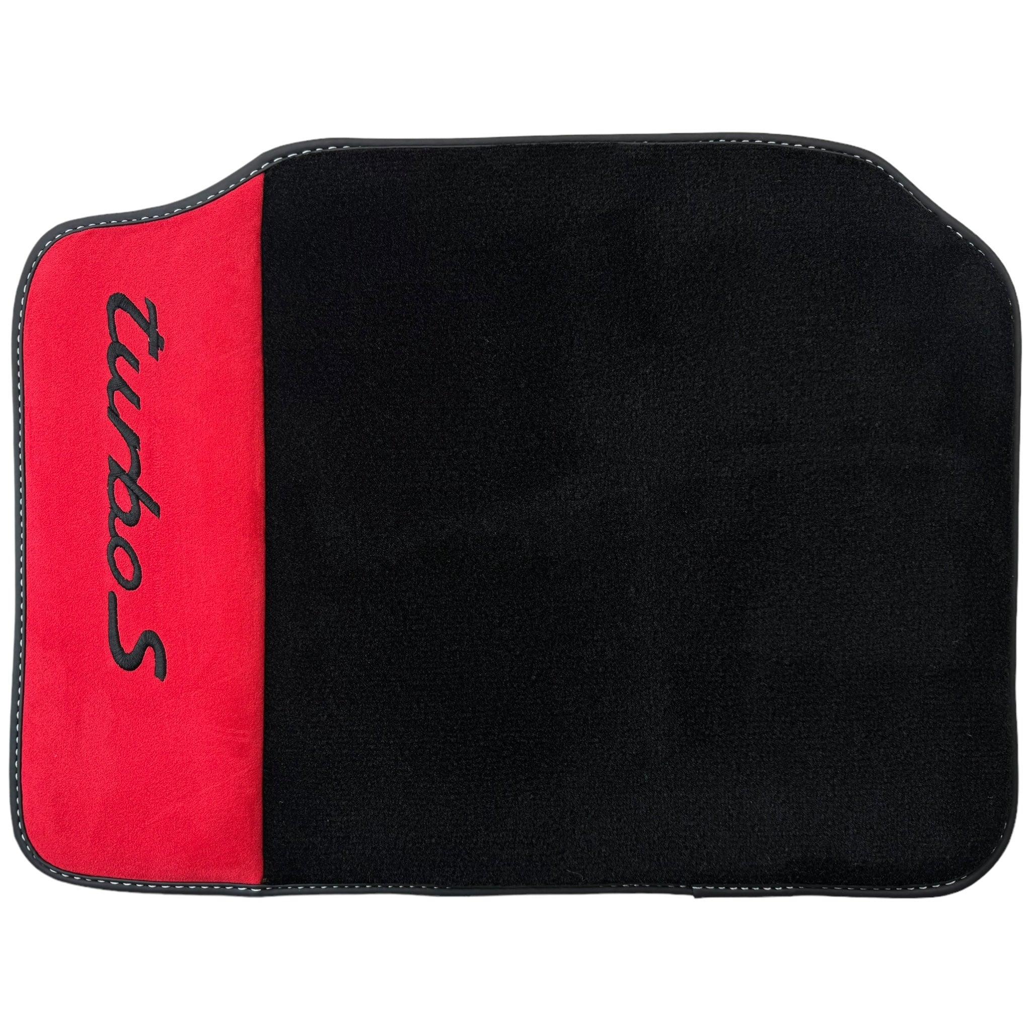 Black Floor Mats for Porsche 996 (1998-2004) with Red Alcantara Leather - AutoWin