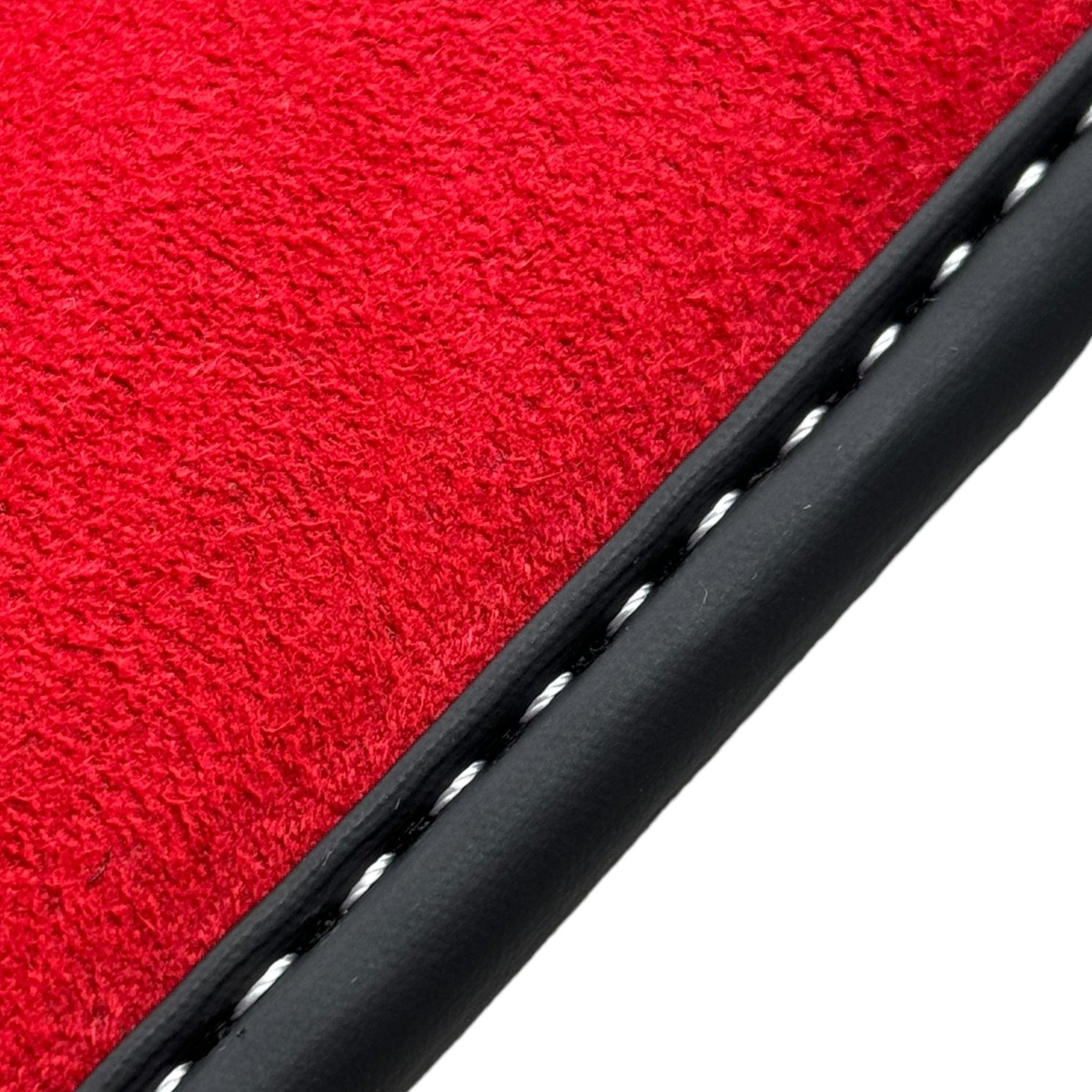 Black Floor Mats for Porsche 996 (1998-2004) with Red Alcantara Leather - AutoWin