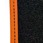 Black Sheepskin Floor Mats for Rolls-Royce Phantom Drophead Coupe (2007-2016) Orange Leather Trim - AutoWin