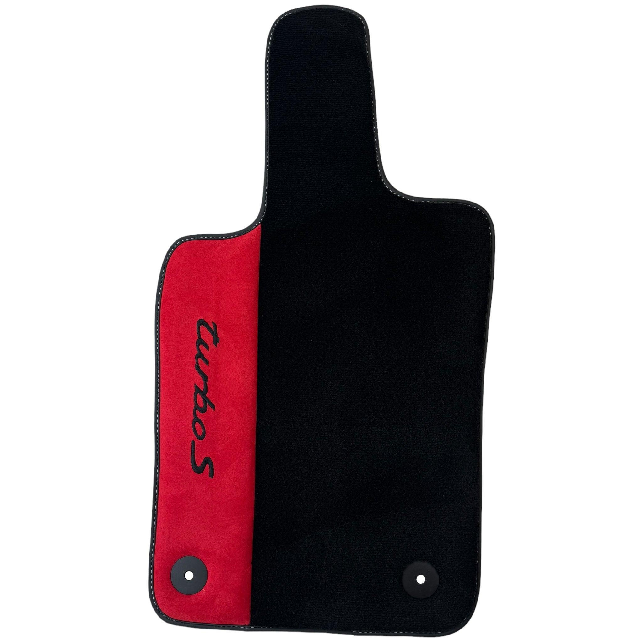 Black Floor Mats for Porsche 996 (1998-2004) with Red Alcantara Leather - AutoWin