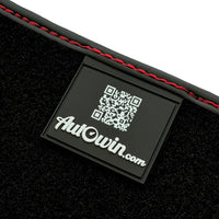 Black Floor Mats for Ferrari Roma (2021-2024) with Red Alcantara Leather - AutoWin