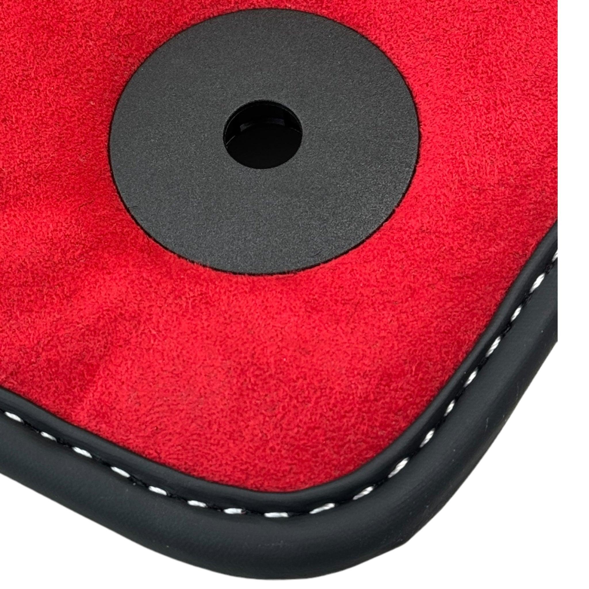 Black Floor Mats for Porsche 996 (1998-2004) with Red Alcantara Leather - AutoWin