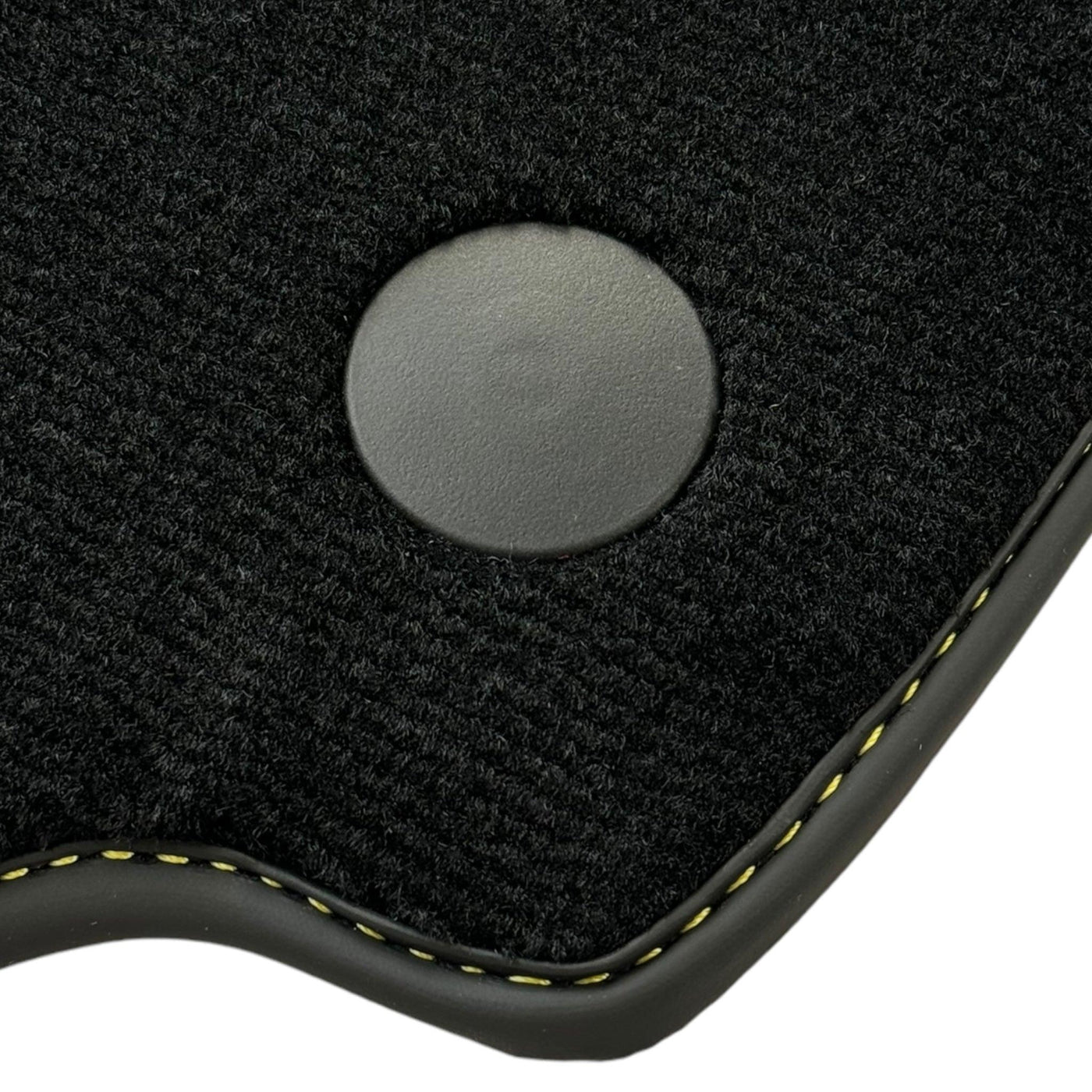 Black Floor Mats for Ferrari 488 Pista Spider (2019-2021) with Yellow Leather | Italian Edition - AutoWin