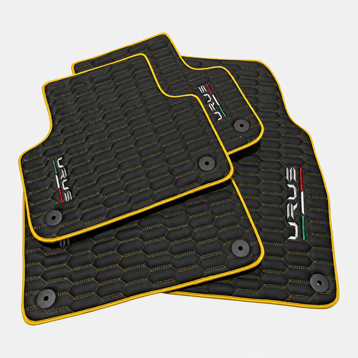 Black Floor Mats with Leather for Lamborghini Urus (2018-2026) - Various Colors