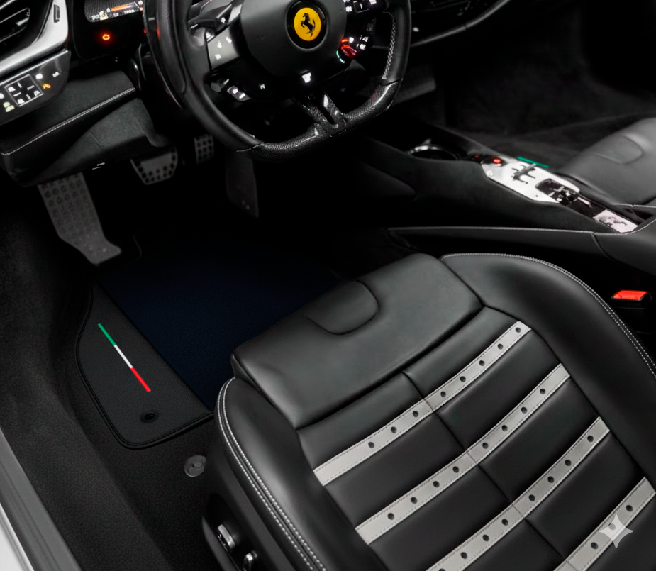 Black Floor Mats for Ferrari SF90 Stradale (2019-2024) with Leather