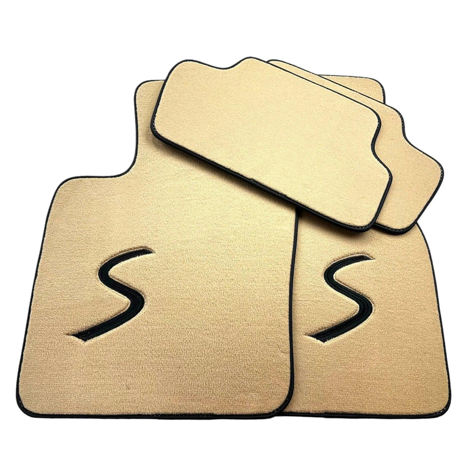 Beige Floor Mats for Mini Cabrio R56 Convertible (2009-2016) - AutoWin