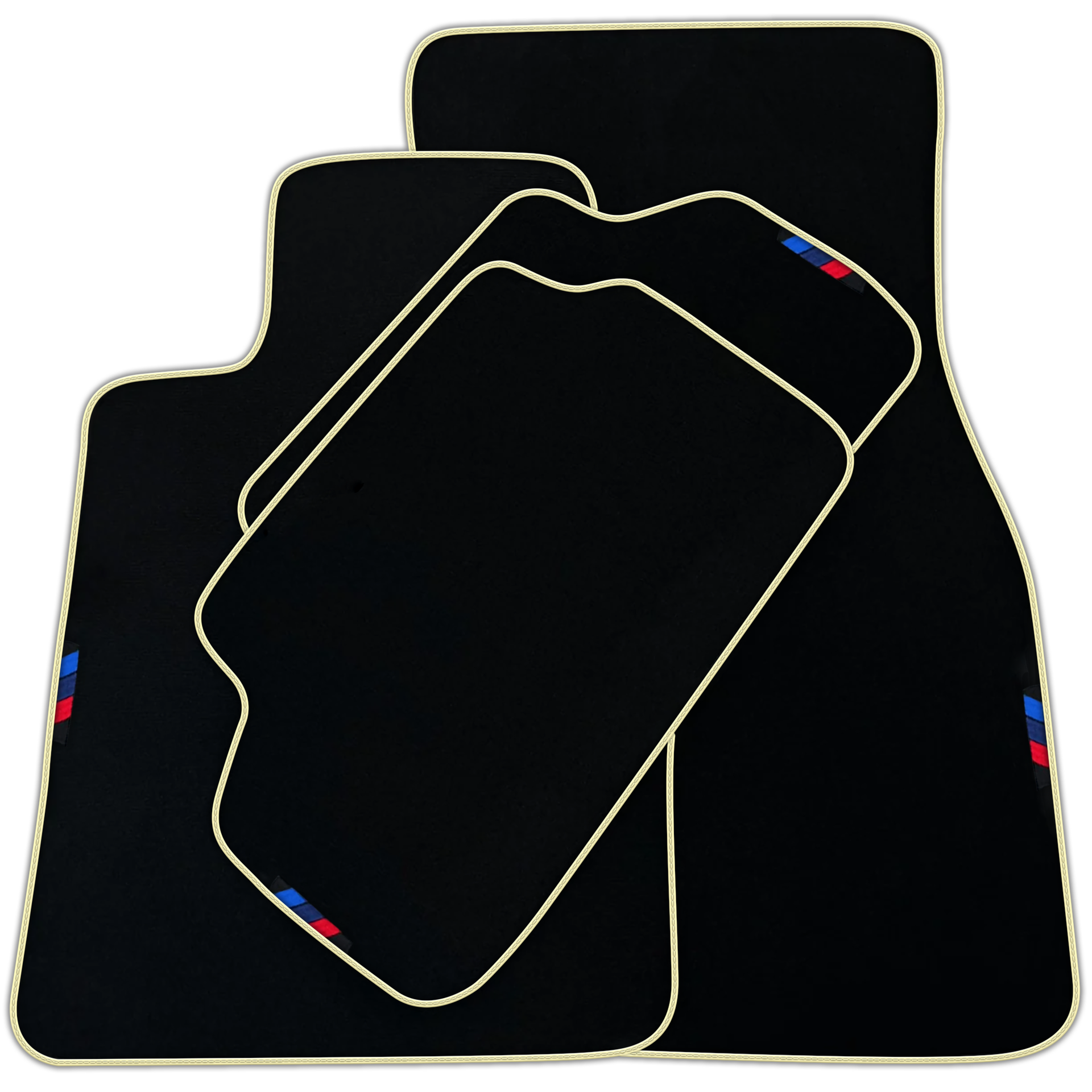Black Mats For BMW 3 Series E36 4-door Sedan | Sky Blue Trim | Various Trim Colors
