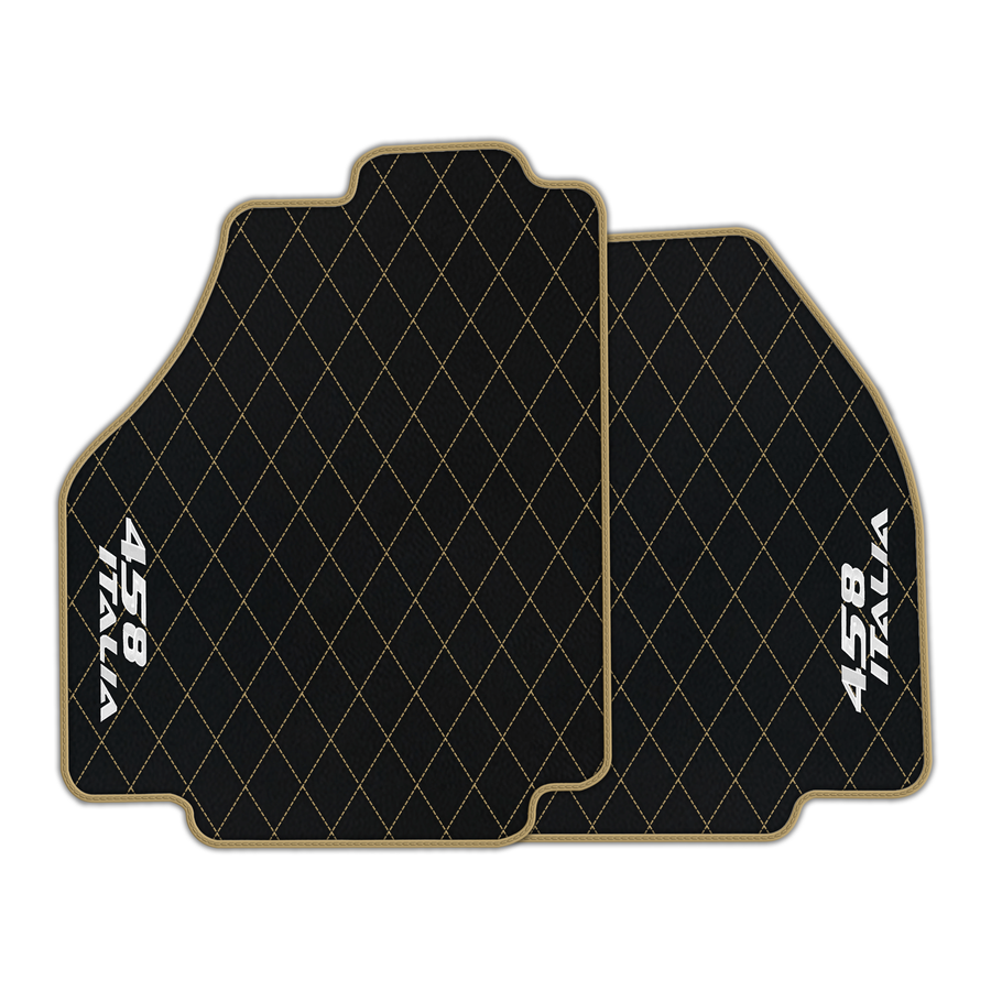 Premium Black Leather Floor Mats for Ferrari 458 Spider (2012-2015)