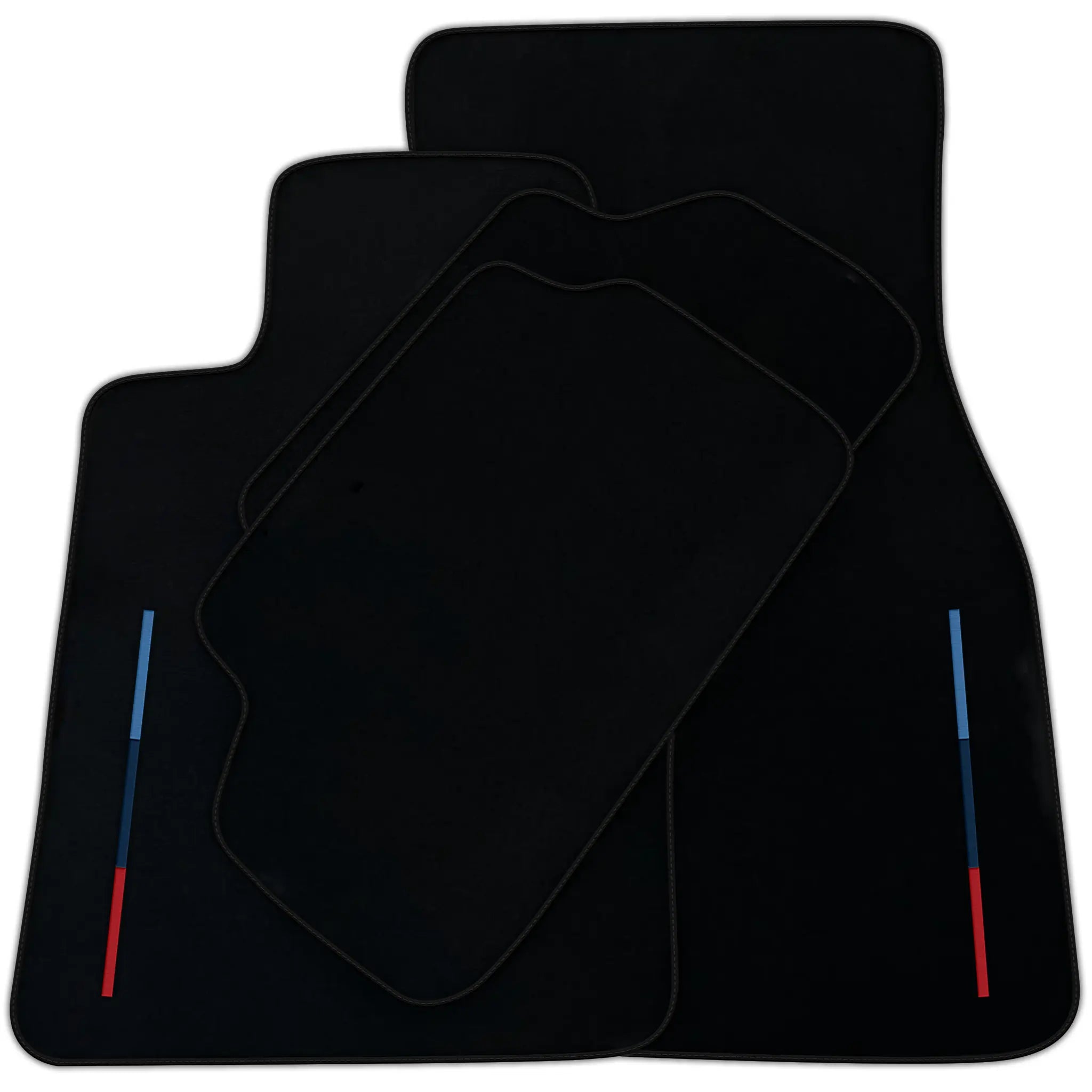 Black Floor Mats For BMW 7 Series E38 Long With 3 Color Stripes Tailored Set Perfect Fit | Various Trim Color