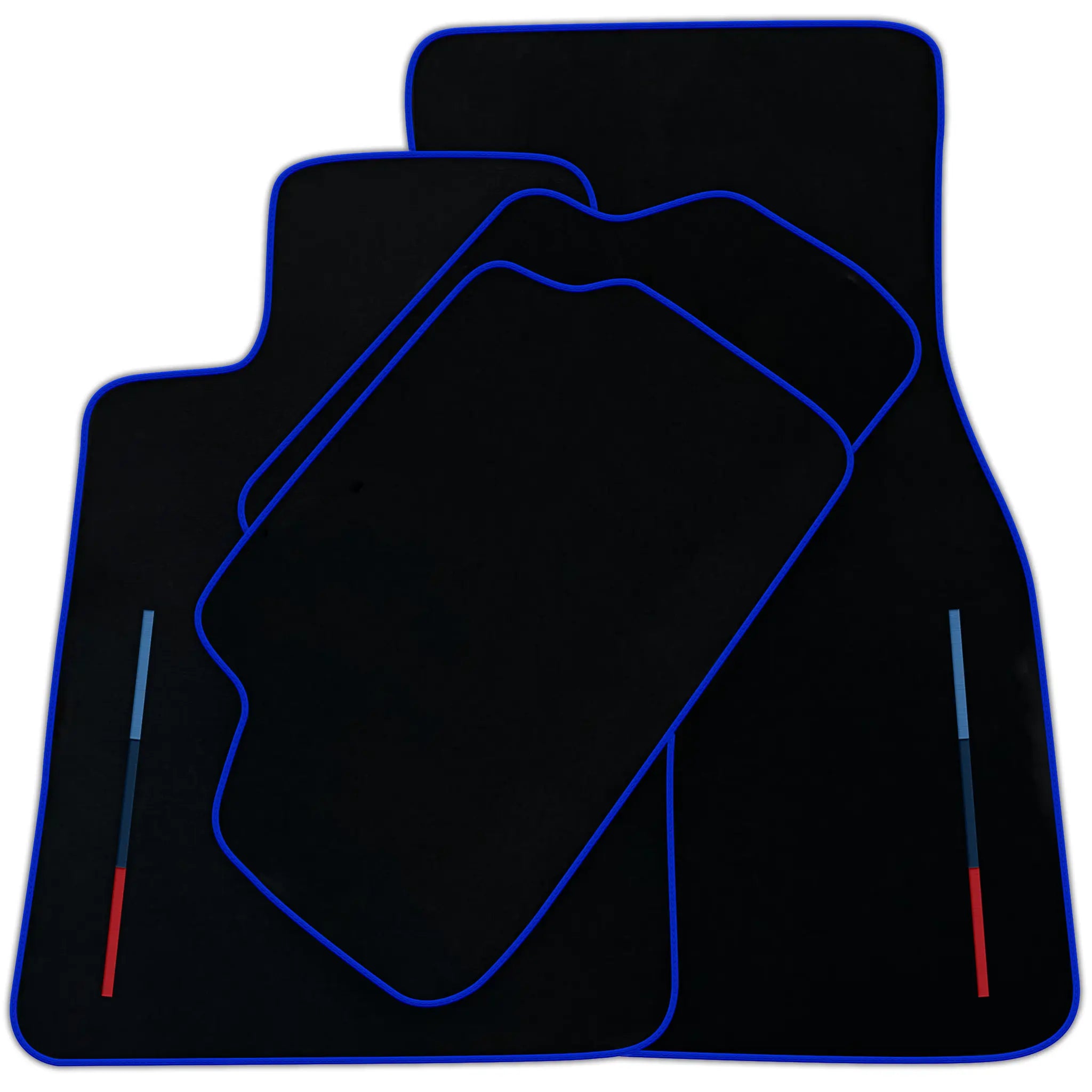 Black Floor Mats For BMW 7 Series E38 Long With 3 Color Stripes Tailored Set Perfect Fit | Various Trim Color