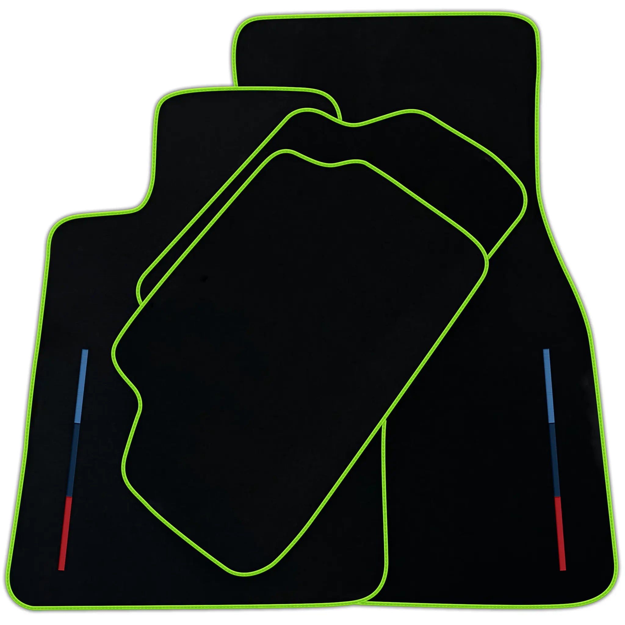 Black Floor Mats For BMW 7 Series E38 Long With 3 Color Stripes Tailored Set Perfect Fit | Various Trim Color