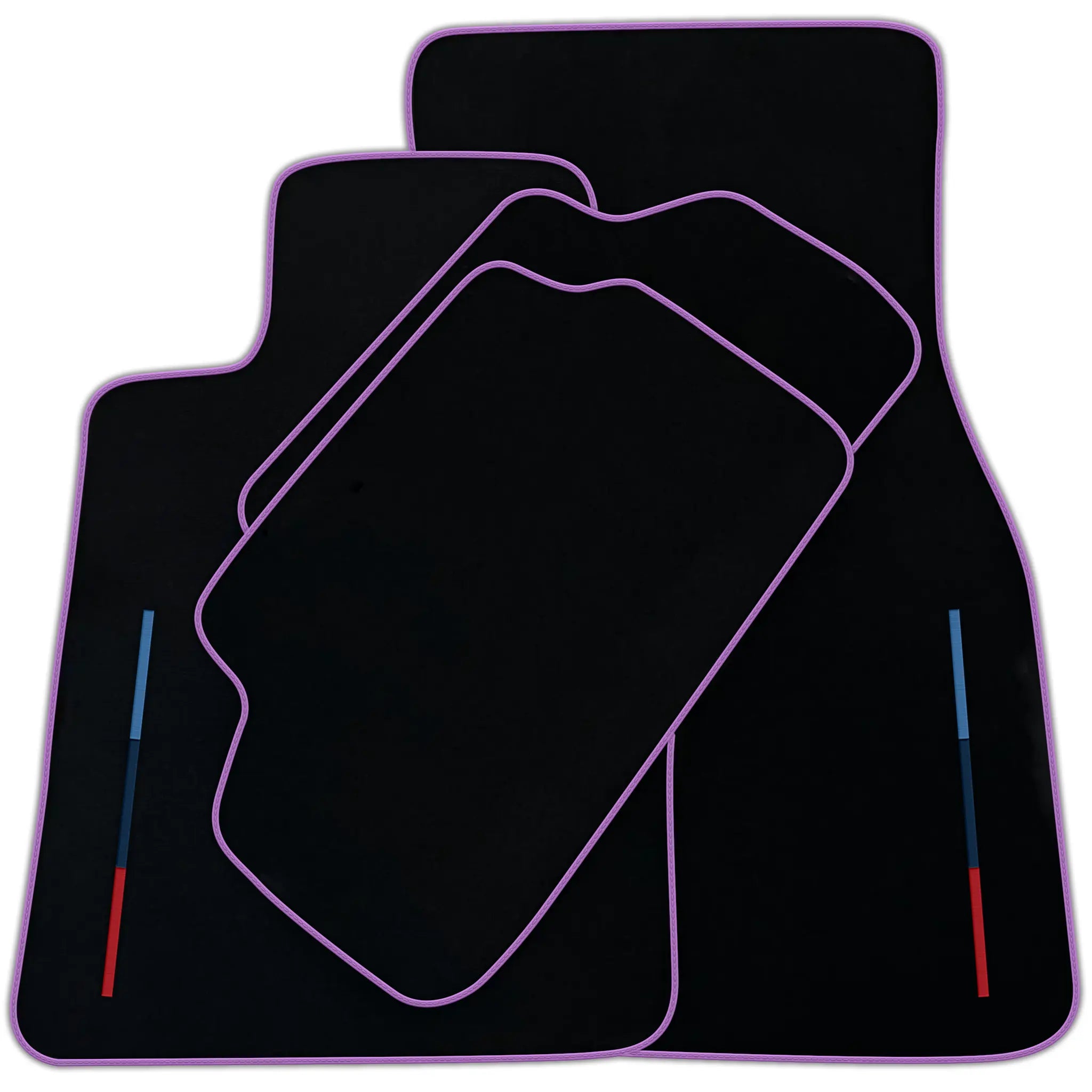 Black Floor Mats For BMW 7 Series E38 Long With 3 Color Stripes Tailored Set Perfect Fit | Various Trim Color