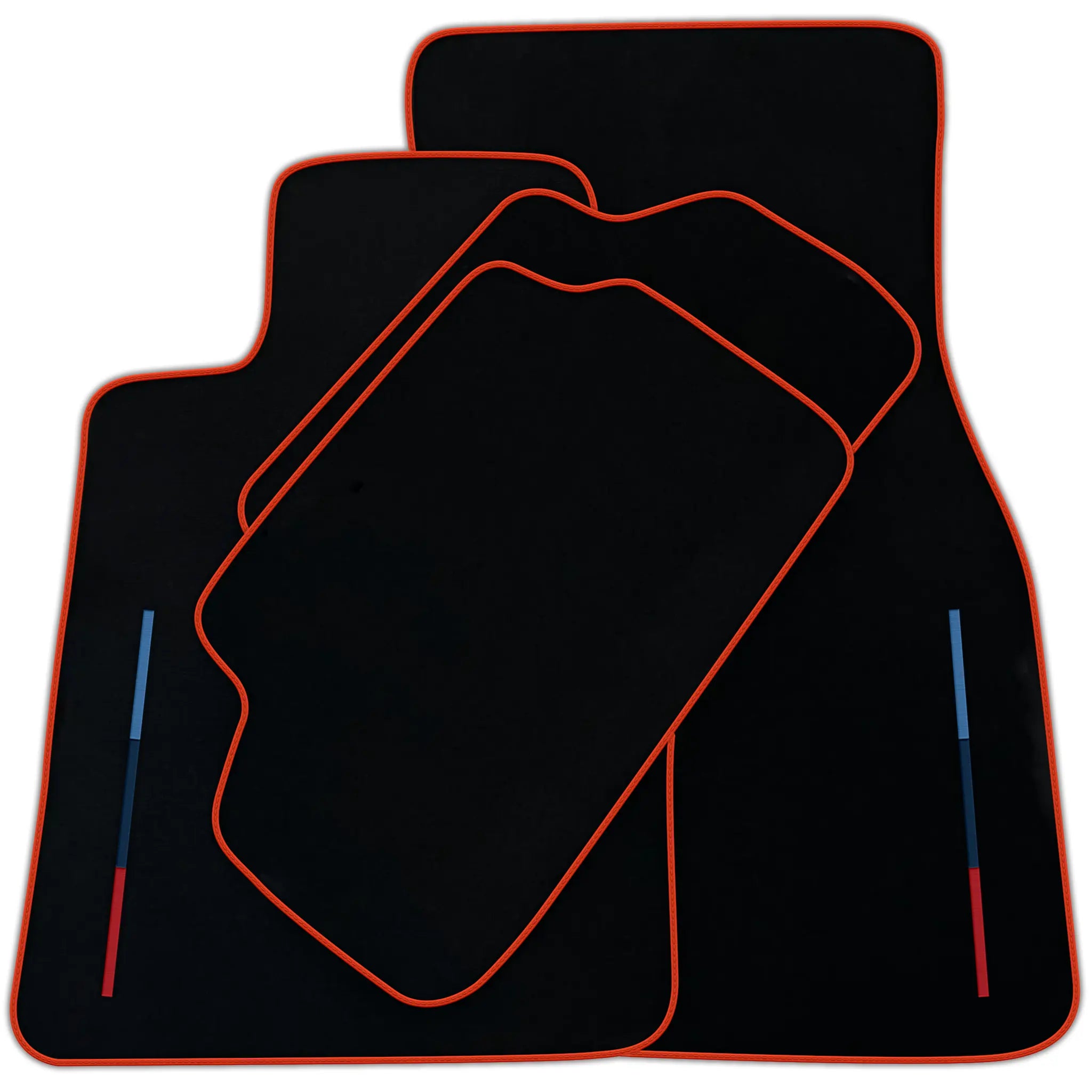 Black Floor Mats For BMW 7 Series E38 Long With 3 Color Stripes Tailored Set Perfect Fit | Various Trim Color