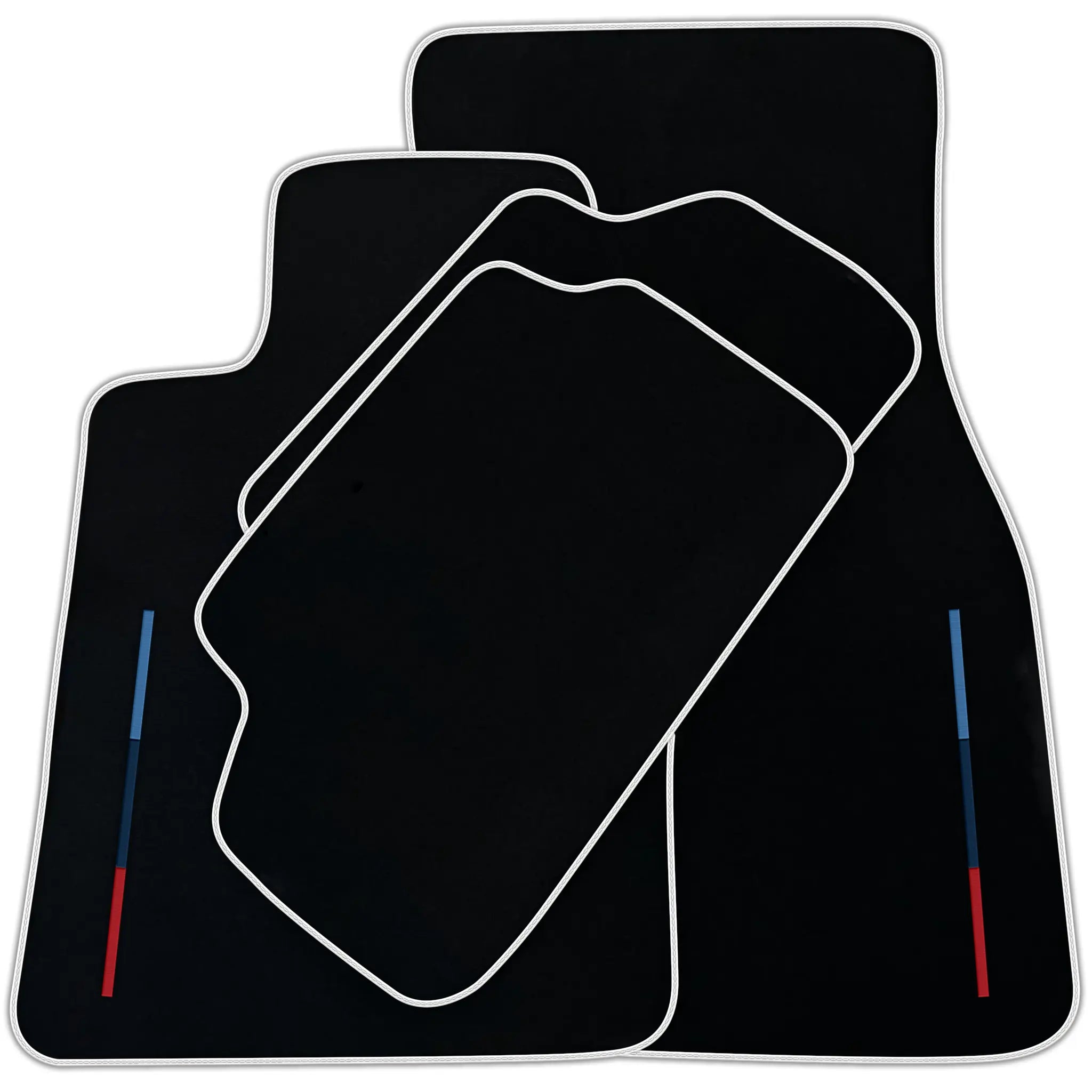 Black Floor Mats For BMW 7 Series E38 Long With 3 Color Stripes Tailored Set Perfect Fit | Various Trim Color