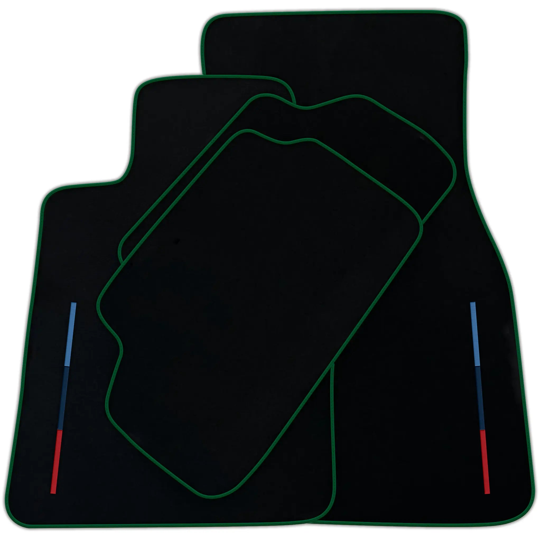 Black Floor Mats For BMW M6 E64 Convertible With 3 Color Stripes Tailored Set Perfect Fit | Various Trim Colors