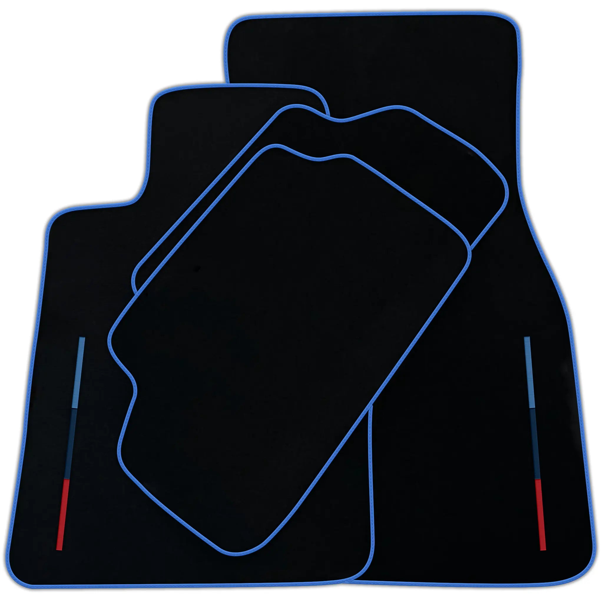 Black Floor Mats For BMW M6 E64 Convertible With 3 Color Stripes Tailored Set Perfect Fit | Various Trim Colors