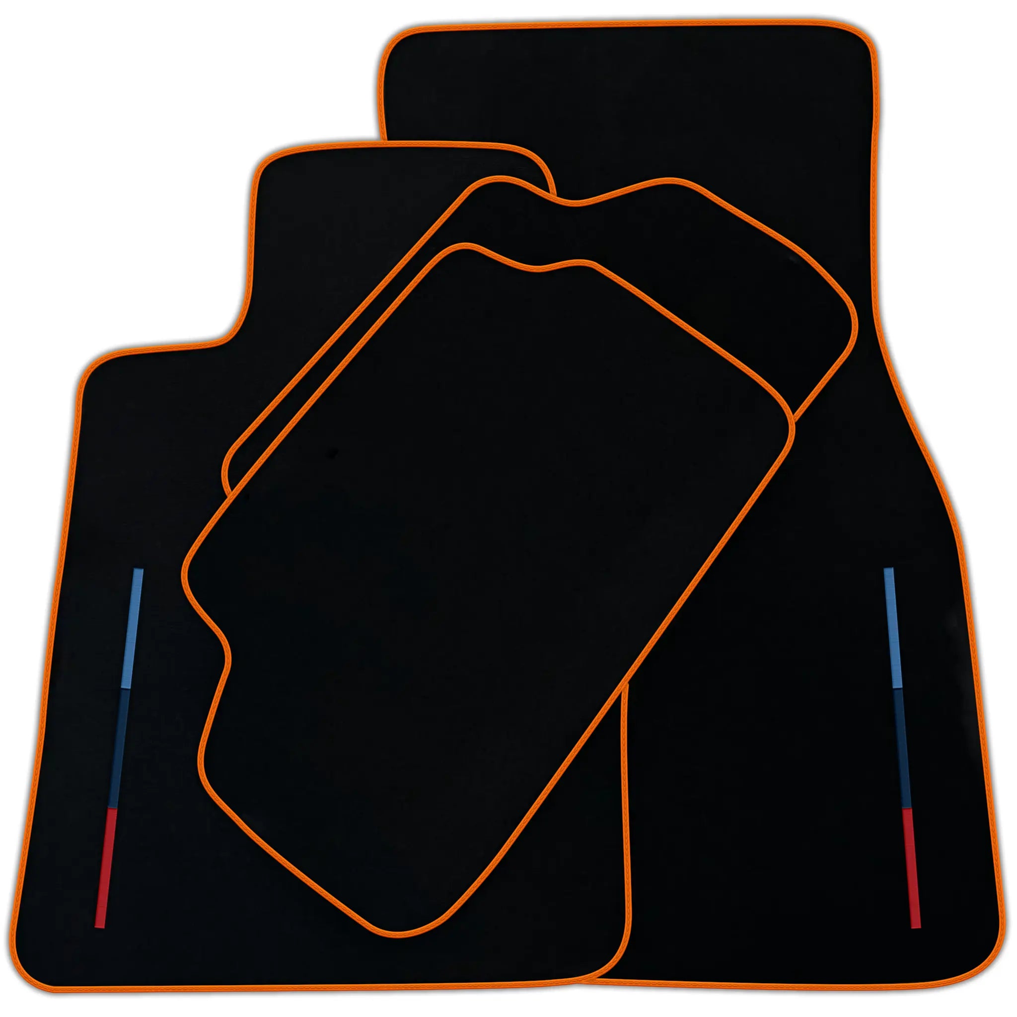 Black Floor Mats For BMW M6 E64 Convertible With 3 Color Stripes Tailored Set Perfect Fit | Various Trim Colors