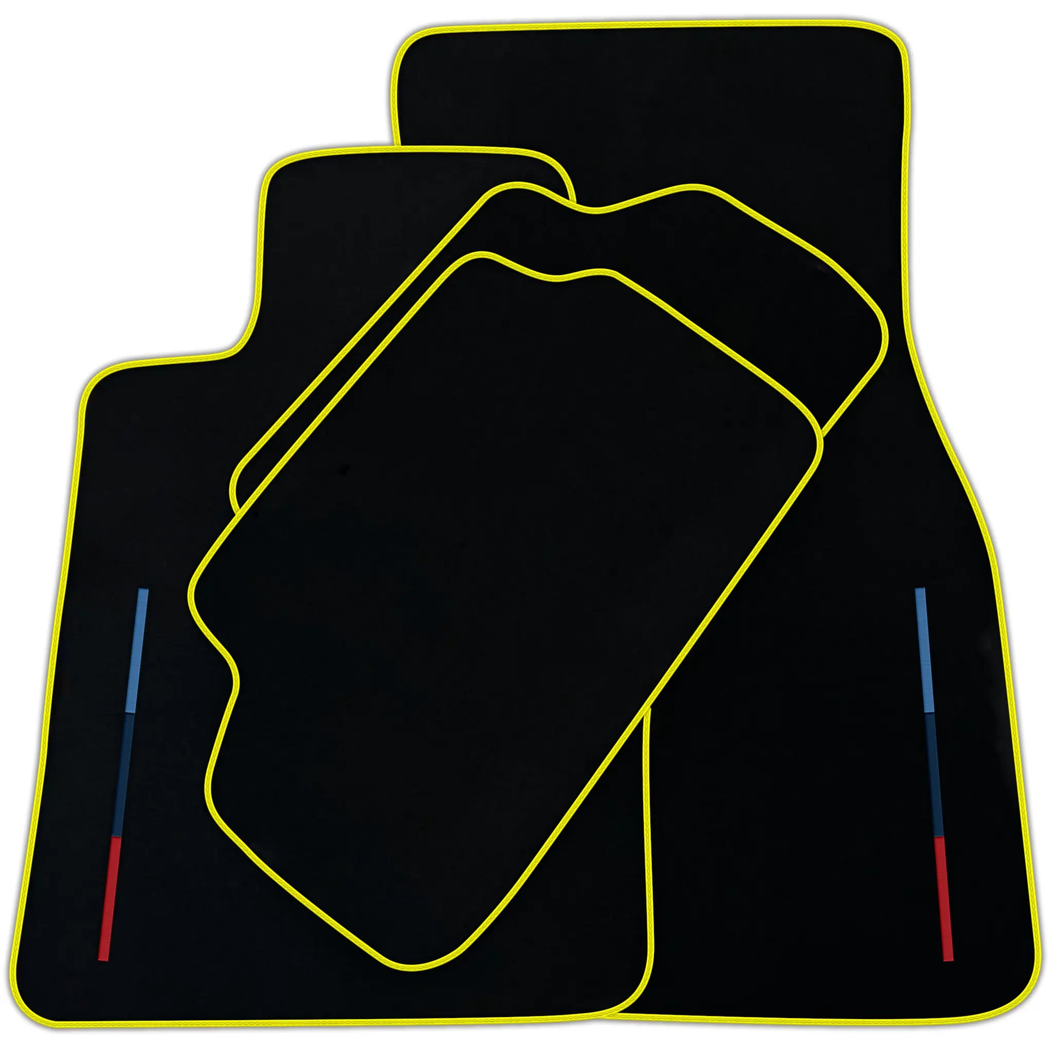 Black Floor Mats For BMW M6 E64 Convertible With 3 Color Stripes Tailored Set Perfect Fit | Various Trim Colors