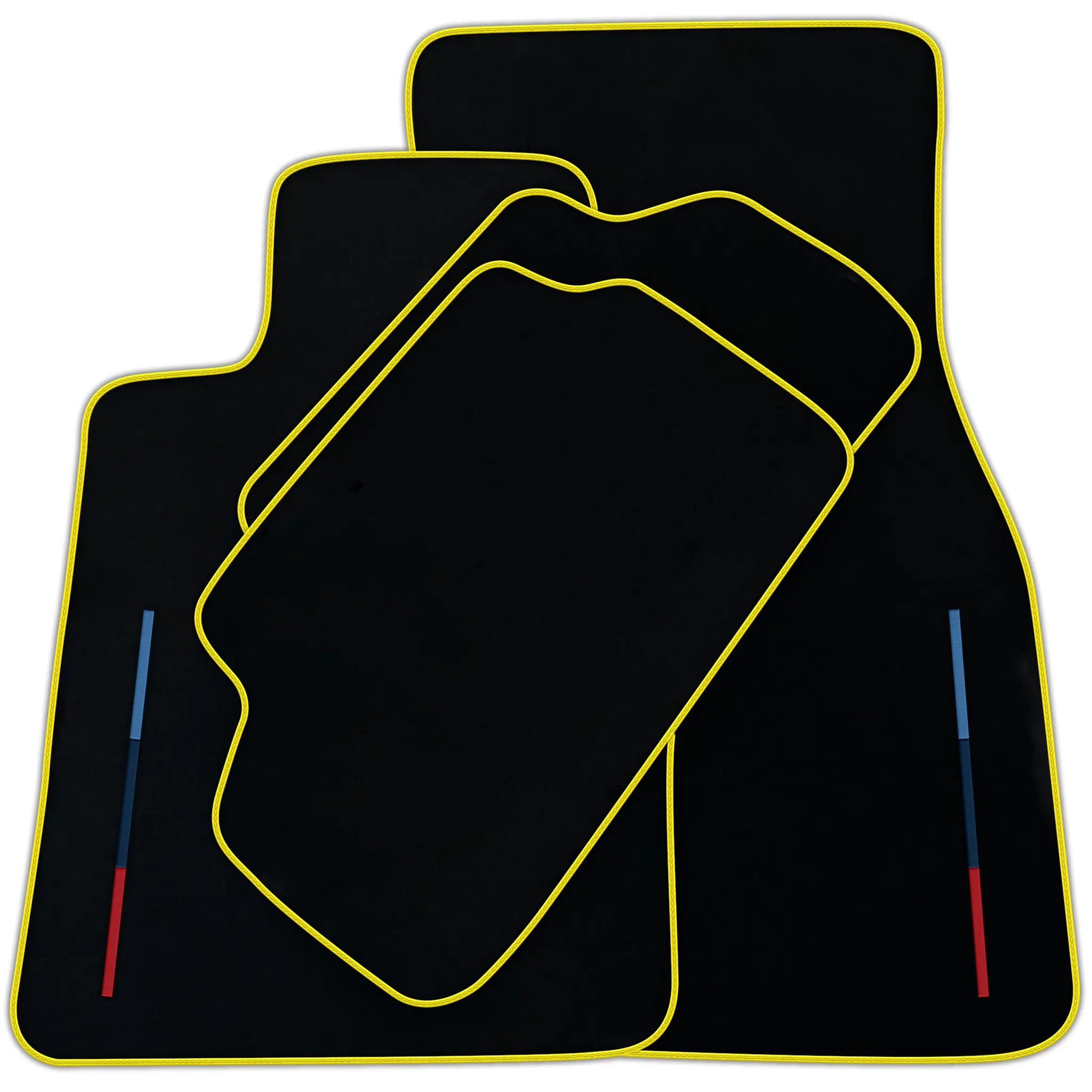 Black Floor Mats For BMW M6 E64 Convertible With 3 Color Stripes Tailored Set Perfect Fit | Various Trim Colors