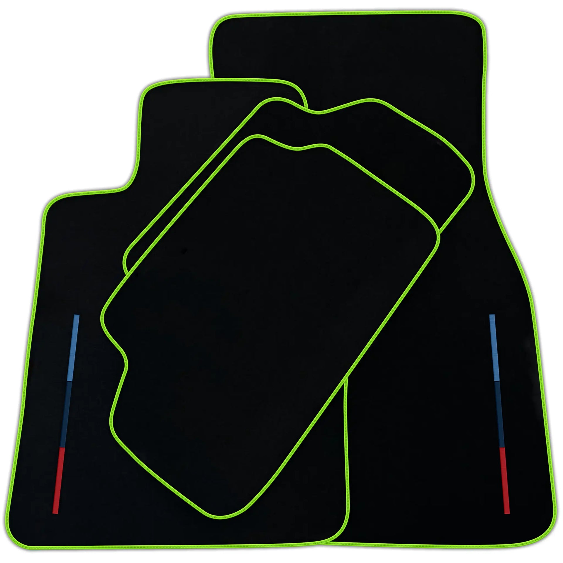 Black Floor Mats For BMW M8 F91 Convertible With 3 Color Stripes Tailored Set Perfect Fit | Various Trim Color