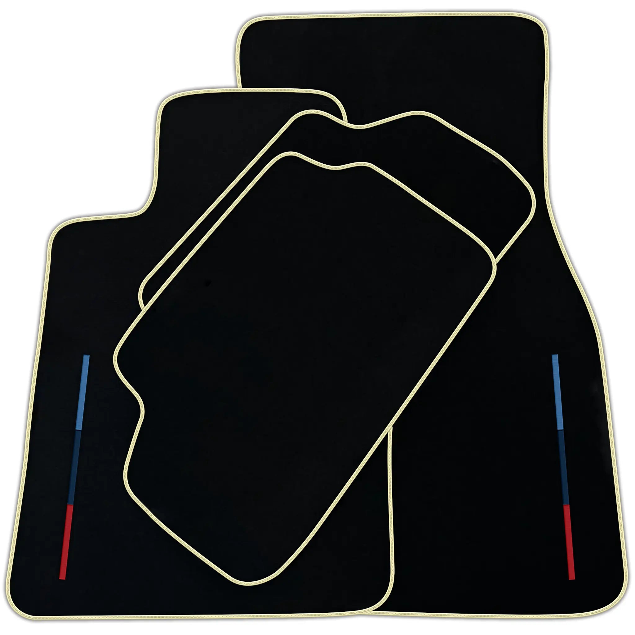 Black Floor Mats For BMW  X5M F85 SUV With 3 Color Stripes Tailored Set Perfect Fit | Various Trim Color