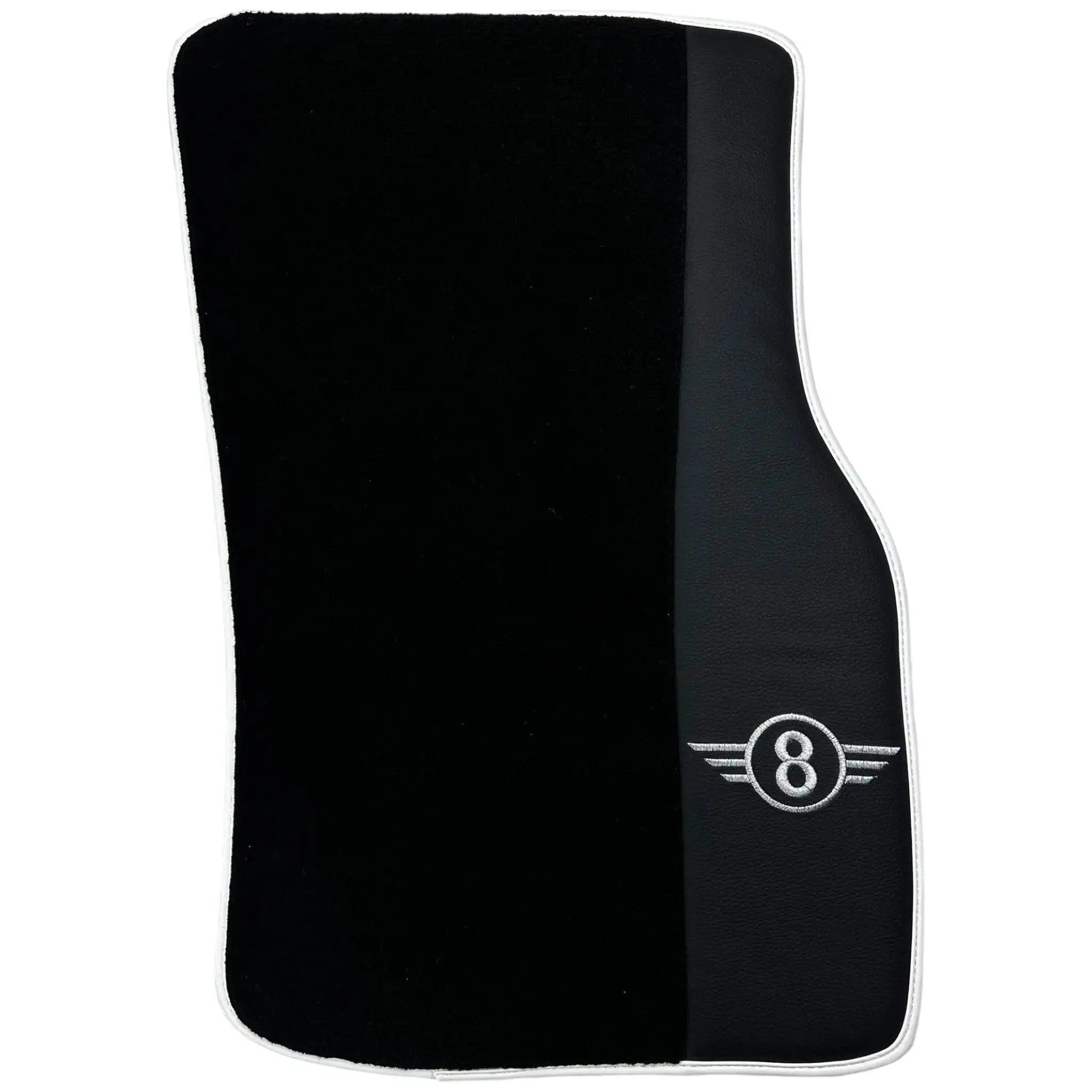 Black Floor Mats for Mini Cabrio F57 Convertible (2016-2023) with Leather | White Trim - AutoWin